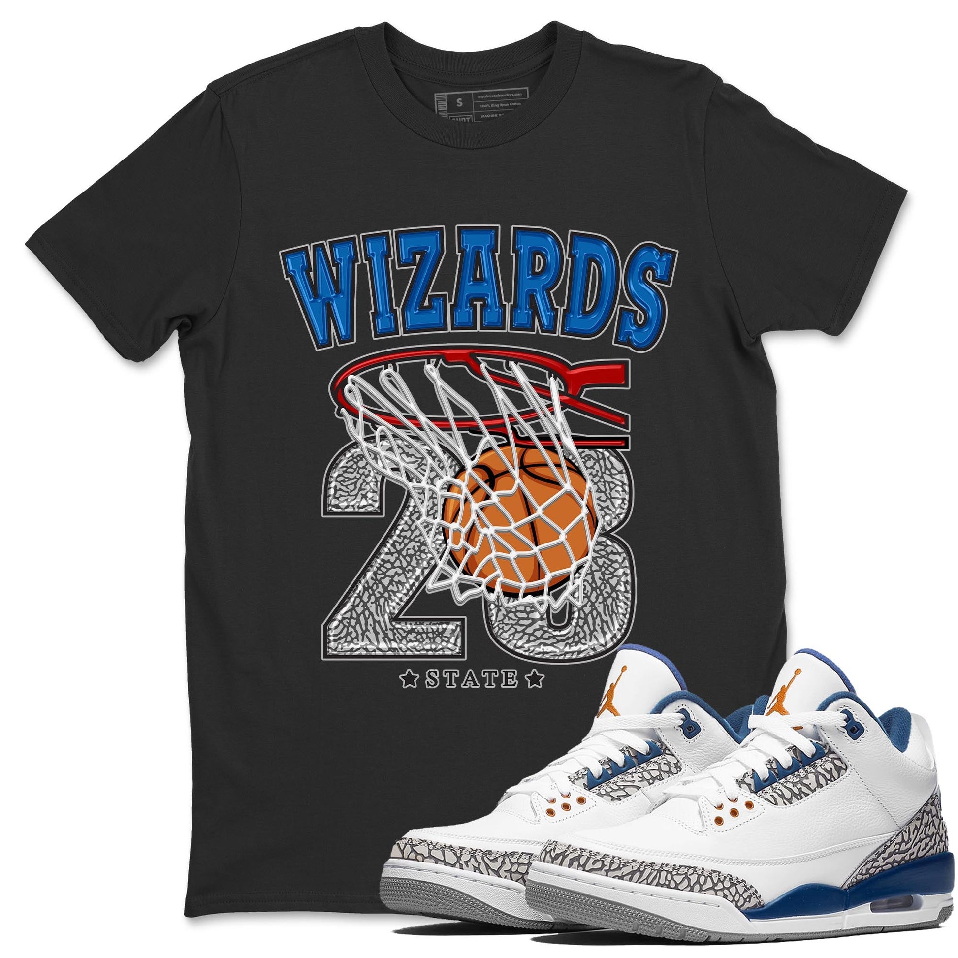 Air Jordan 3 Wizards Sneaker Match Tees Basketball Sneaker Tees Air Jordan 3 Wizards Sneaker Release Tees Unisex Shirts Black 1