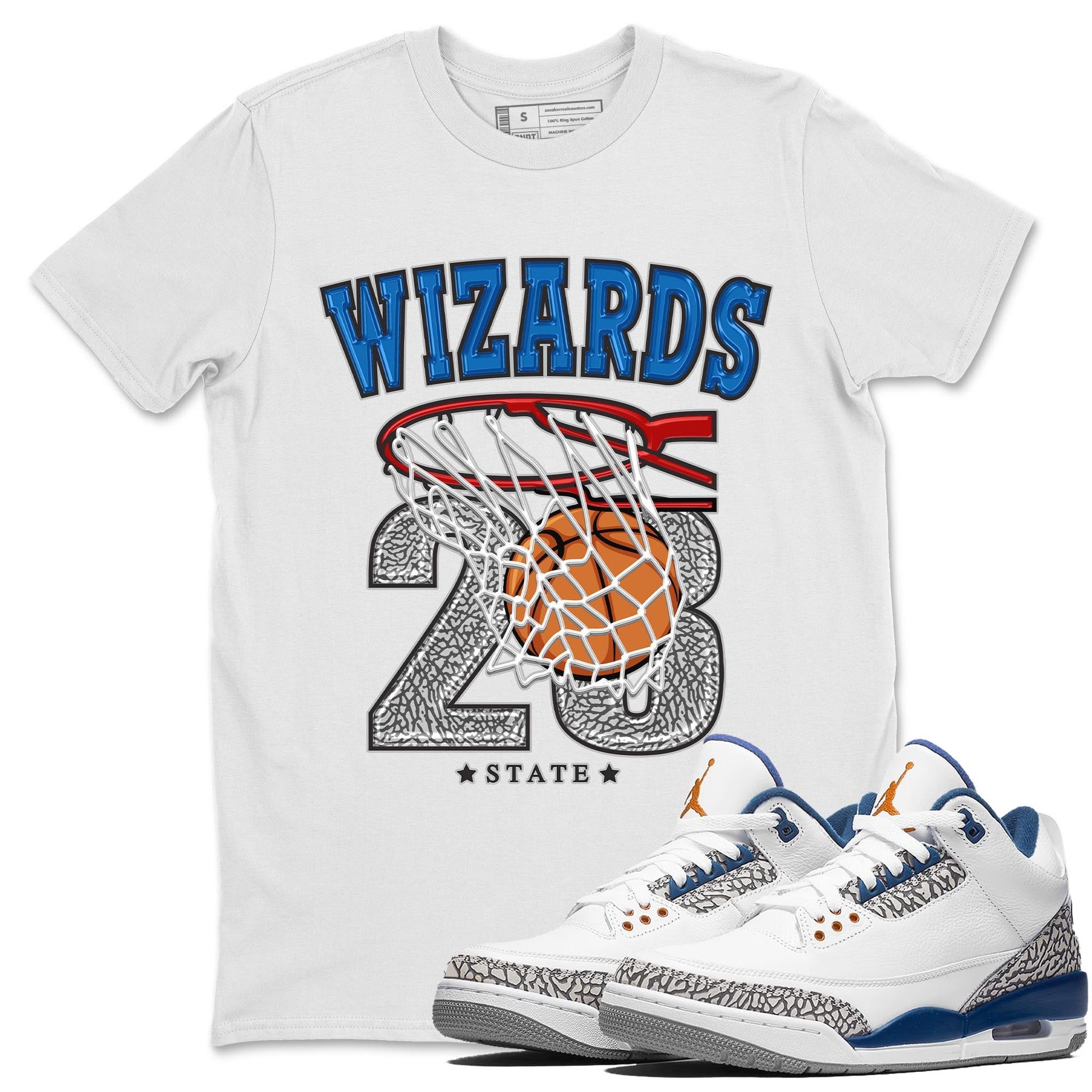 Air Jordan 3 Wizards Sneaker Match Tees Basketball Sneaker Tees Air Jordan 3 Wizards Sneaker Release Tees Unisex Shirts White 1