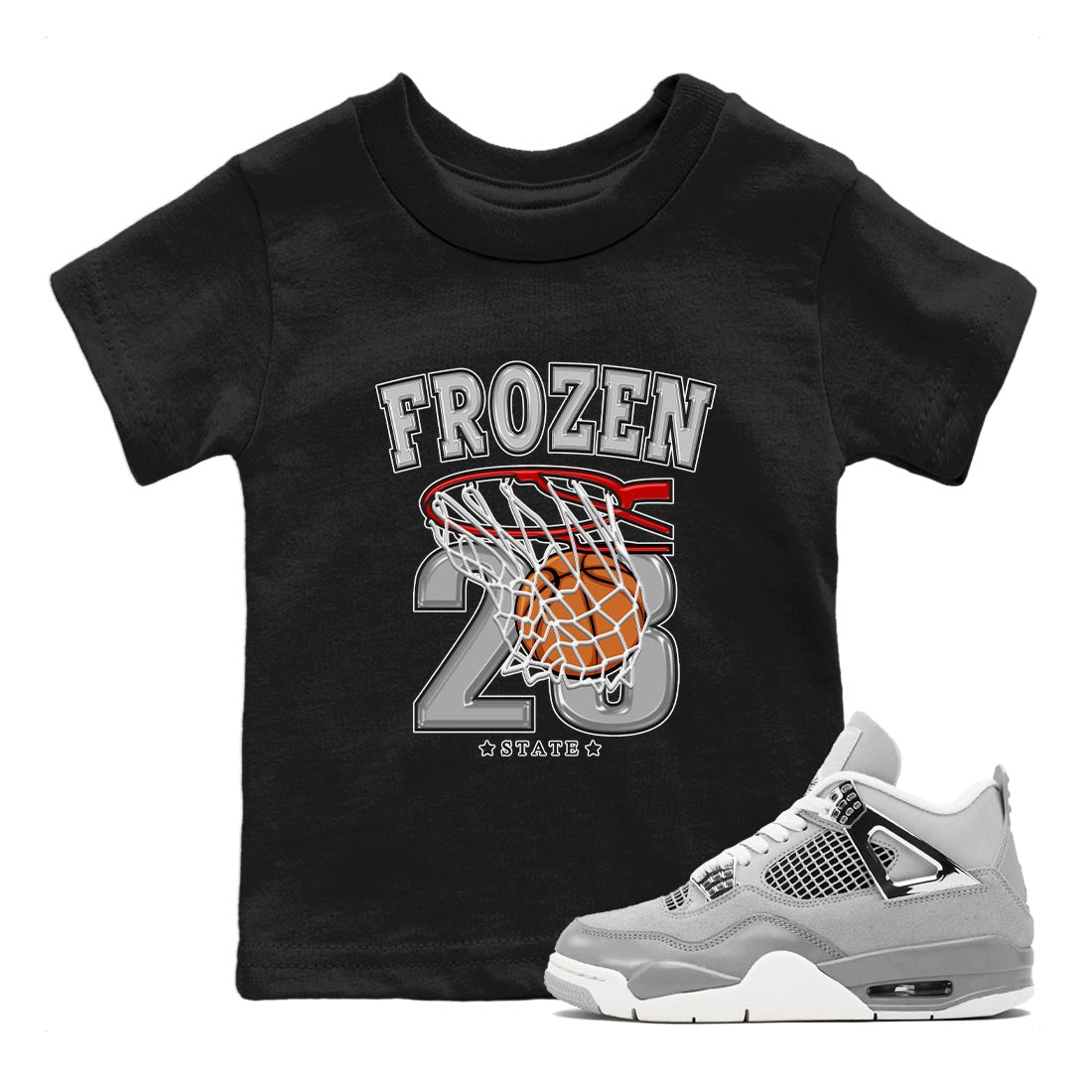AJ4 Frozen Moments shirt to match jordans Basketball sneaker tees Crew Neck AJ4 Frozen Moments SNRT Sneaker Release Tees Baby Toddler Black 1 T-Shirt