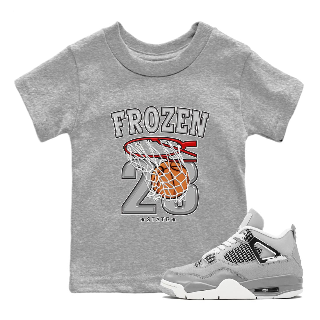 AJ4 Frozen Moments shirt to match jordans Basketball sneaker tees Crew Neck AJ4 Frozen Moments SNRT Sneaker Release Tees Baby Toddler Heather Grey 1 T-Shirt