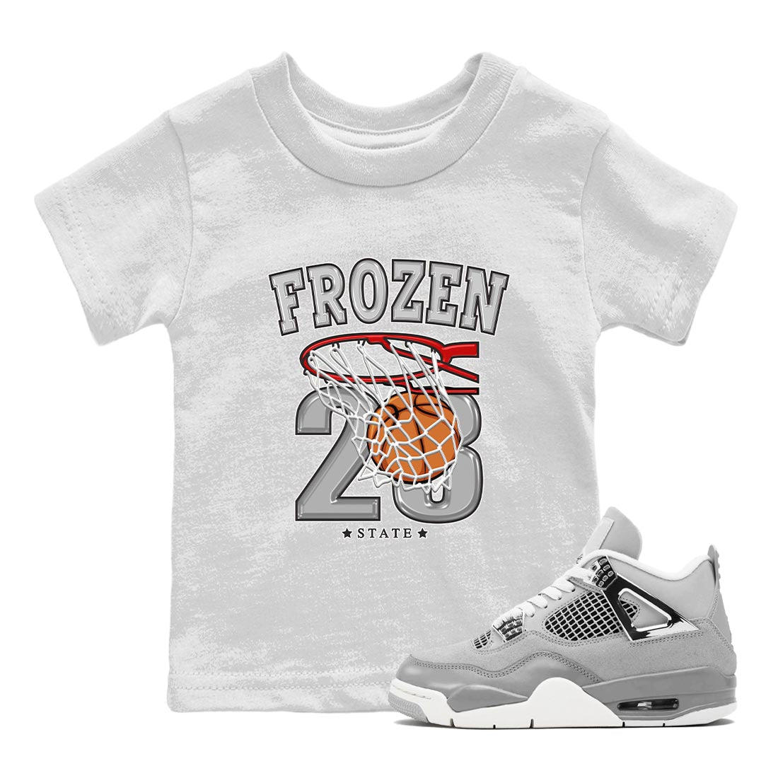 AJ4 Frozen Moments shirt to match jordans Basketball sneaker tees Crew Neck AJ4 Frozen Moments SNRT Sneaker Release Tees Baby Toddler White 1 T-Shirt