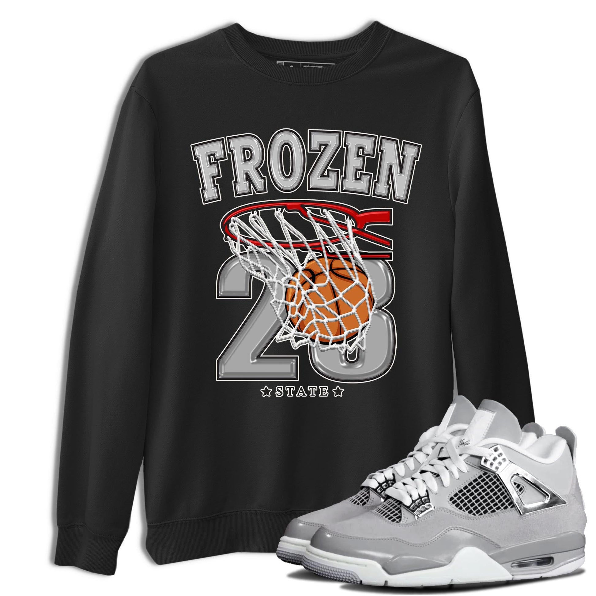 AJ4 Frozen Moments shirt to match jordans Basketball sneaker tees Crew Neck AJ4 Frozen Moments SNRT Sneaker Release Tees Unisex Casual Shirts Black 1 T-Shirt