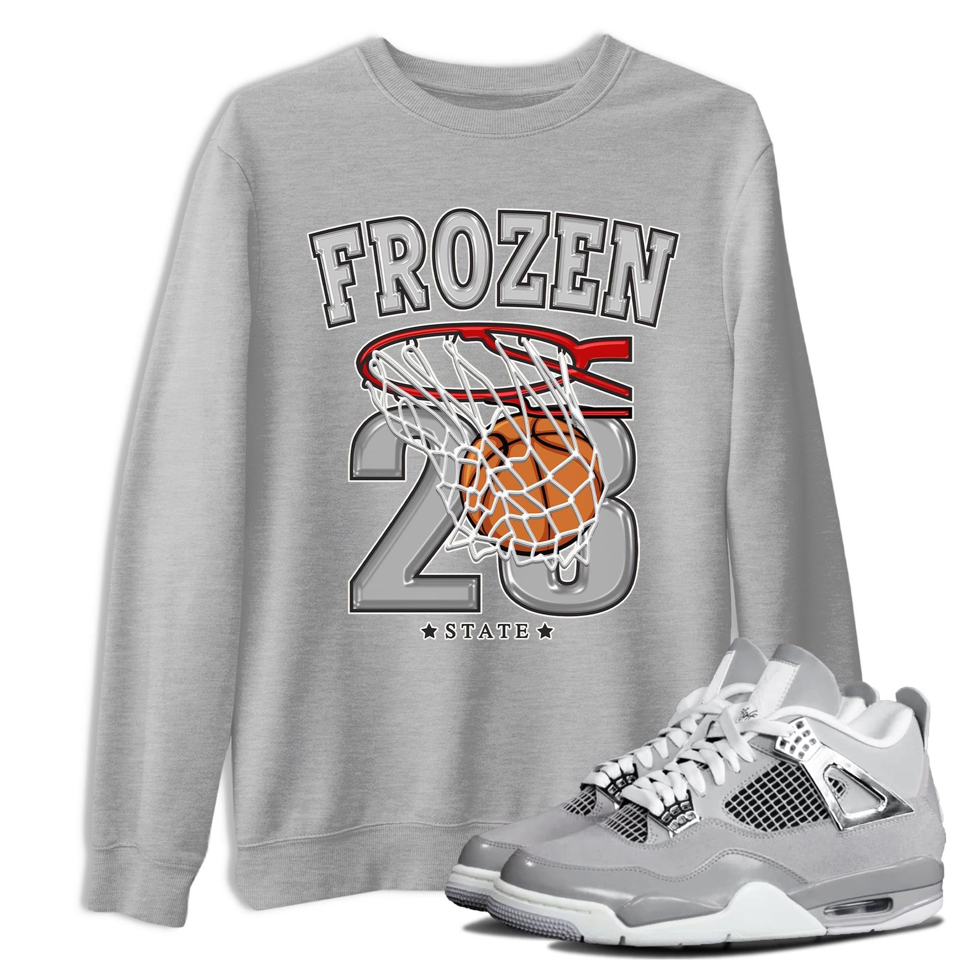 AJ4 Frozen Moments shirt to match jordans Basketball sneaker tees Crew Neck AJ4 Frozen Moments SNRT Sneaker Release Tees Unisex Casual Shirts Heather Grey 1 T-Shirt