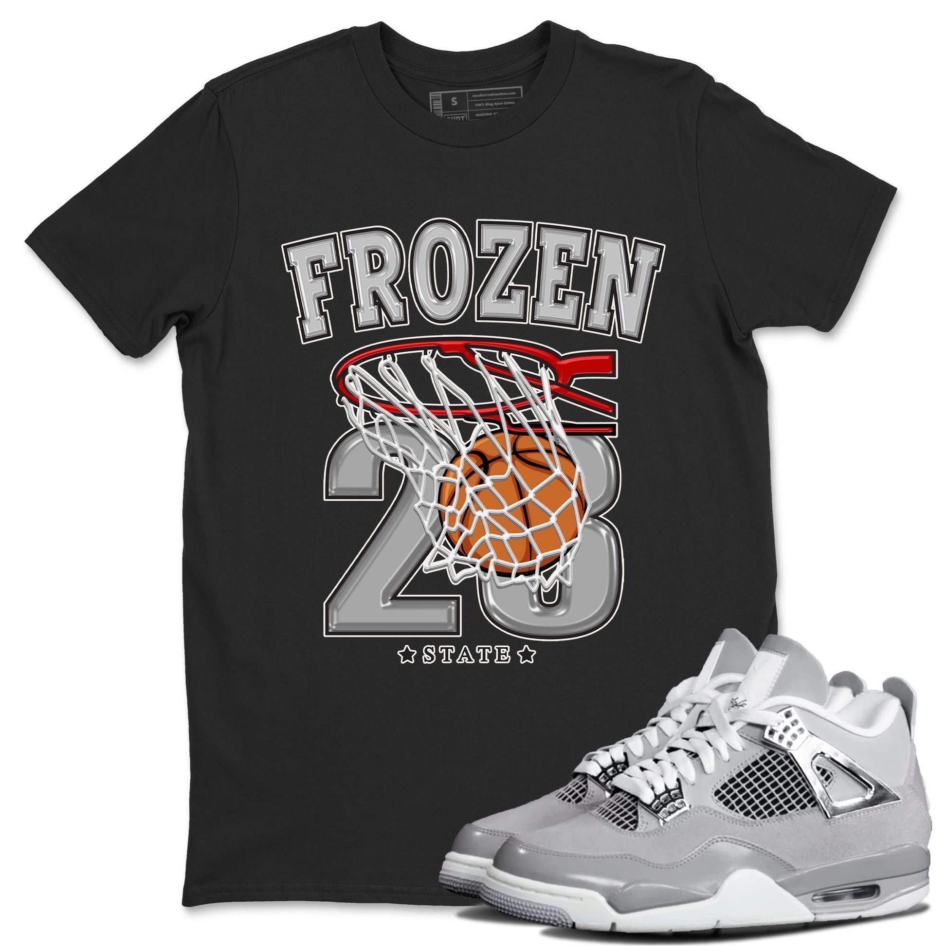 AJ4 Frozen Moments shirt to match jordans Basketball sneaker tees Crew Neck AJ4 Frozen Moments SNRT Sneaker Release Tees Unisex Casual Shirts Black 1 T-Shirt