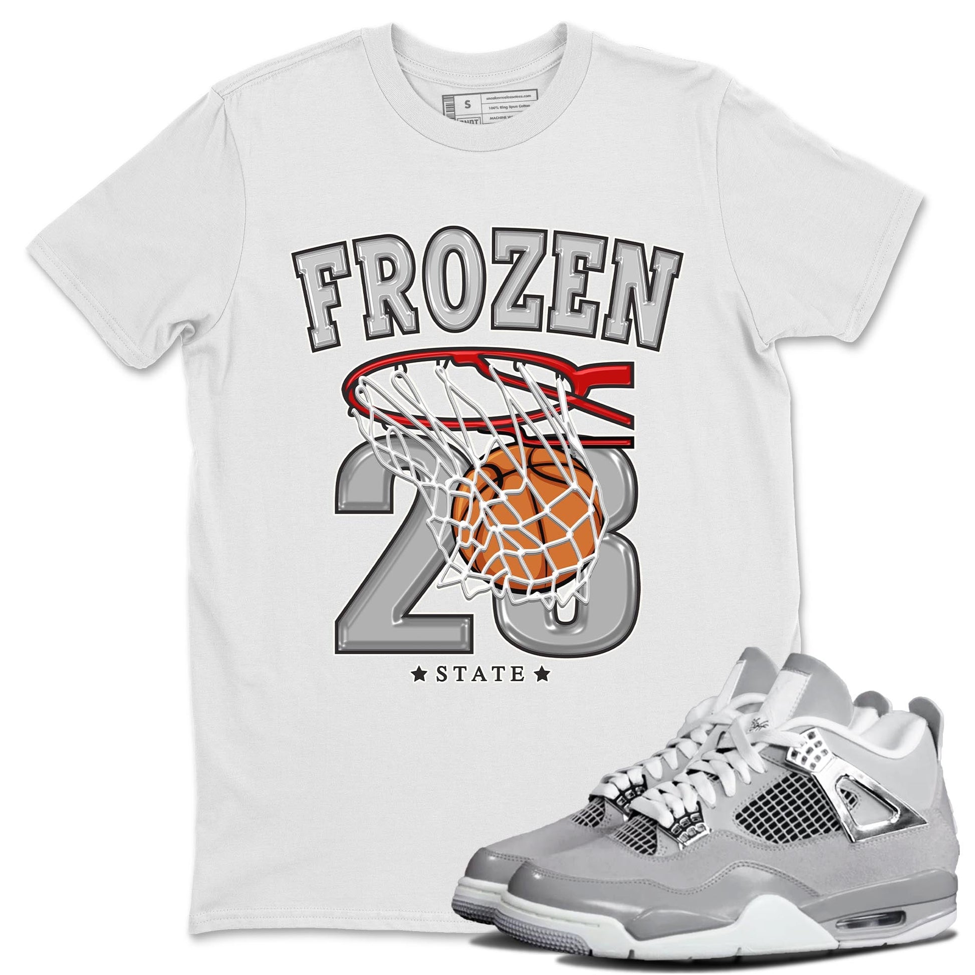 AJ4 Frozen Moments shirt to match jordans Basketball sneaker tees Crew Neck AJ4 Frozen Moments SNRT Sneaker Release Tees Unisex Casual Shirts White 1 T-Shirt