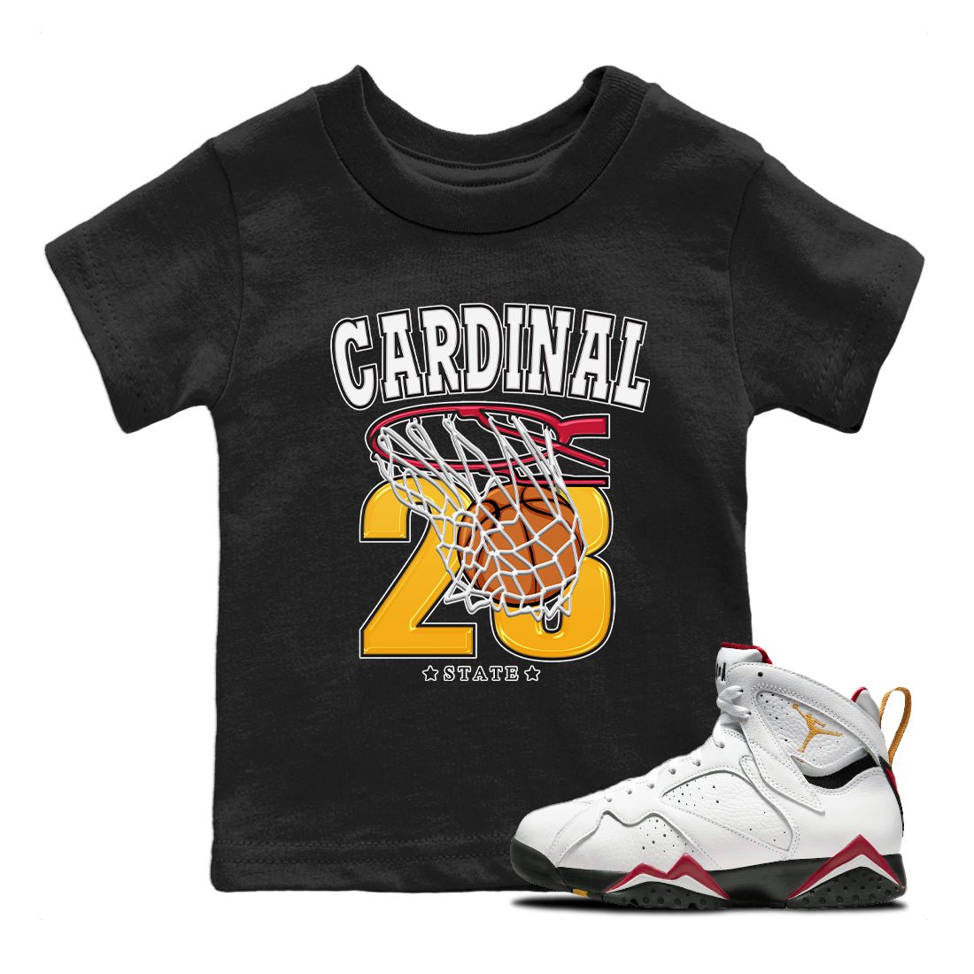 Jordan 7 Cardinal Sneaker Match Tees Basketball Sneaker Tees Jordan 7 Cardinal Sneaker Release Tees Kids Shirts