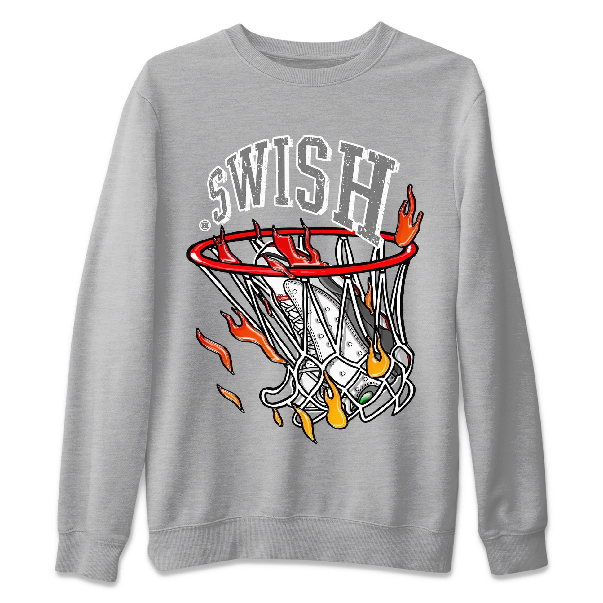 Air Jordan 13 Wolf Grey Sneaker Match Tees Basketball Hoop Sneaker Tees Air Jordan 13 Retro Wolf Grey T-Shirt Unisex Shirts Heather Grey 2