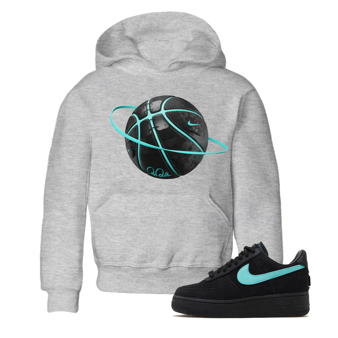 Air Force 1 Tiffany Sneaker Match Tees Basketball planet Sneaker Tees Nike Tiffany AF1Sneaker Release Tees Kids Shirts Heather Grey 1