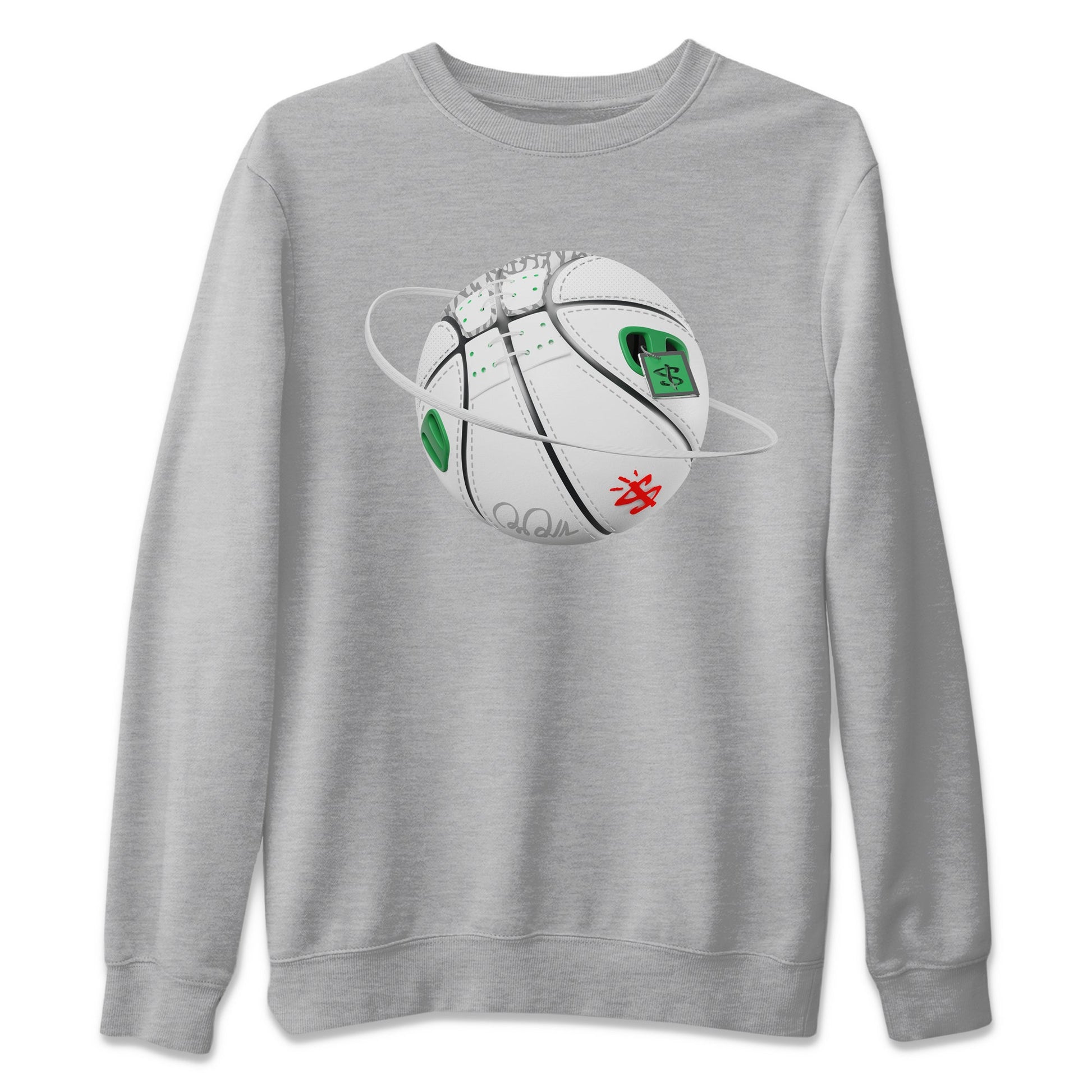 Air Jordan 3 Lucky Green Sneaker Match Tees Basketball Planet Sneaker Tees AJ3 Lucky Green Sneaker Release Tees Unisex Shirts Heather Grey 2