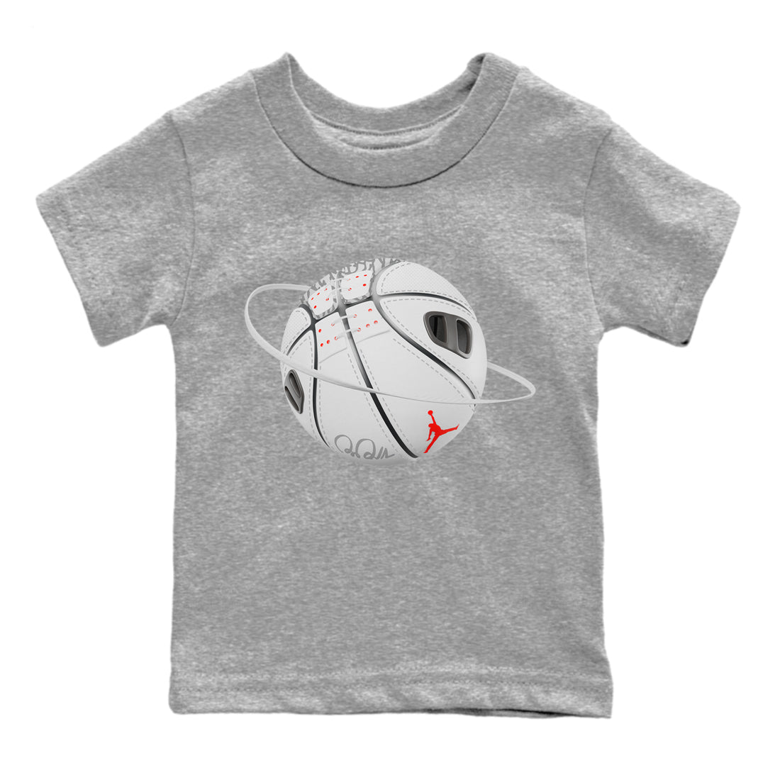 Air Jordan 3 White Cement Sneaker Match Tees Basketball Planet Sneaker Tees AJ3 White Cement Sneaker Release Tees Kids Shirts Heather Grey 2