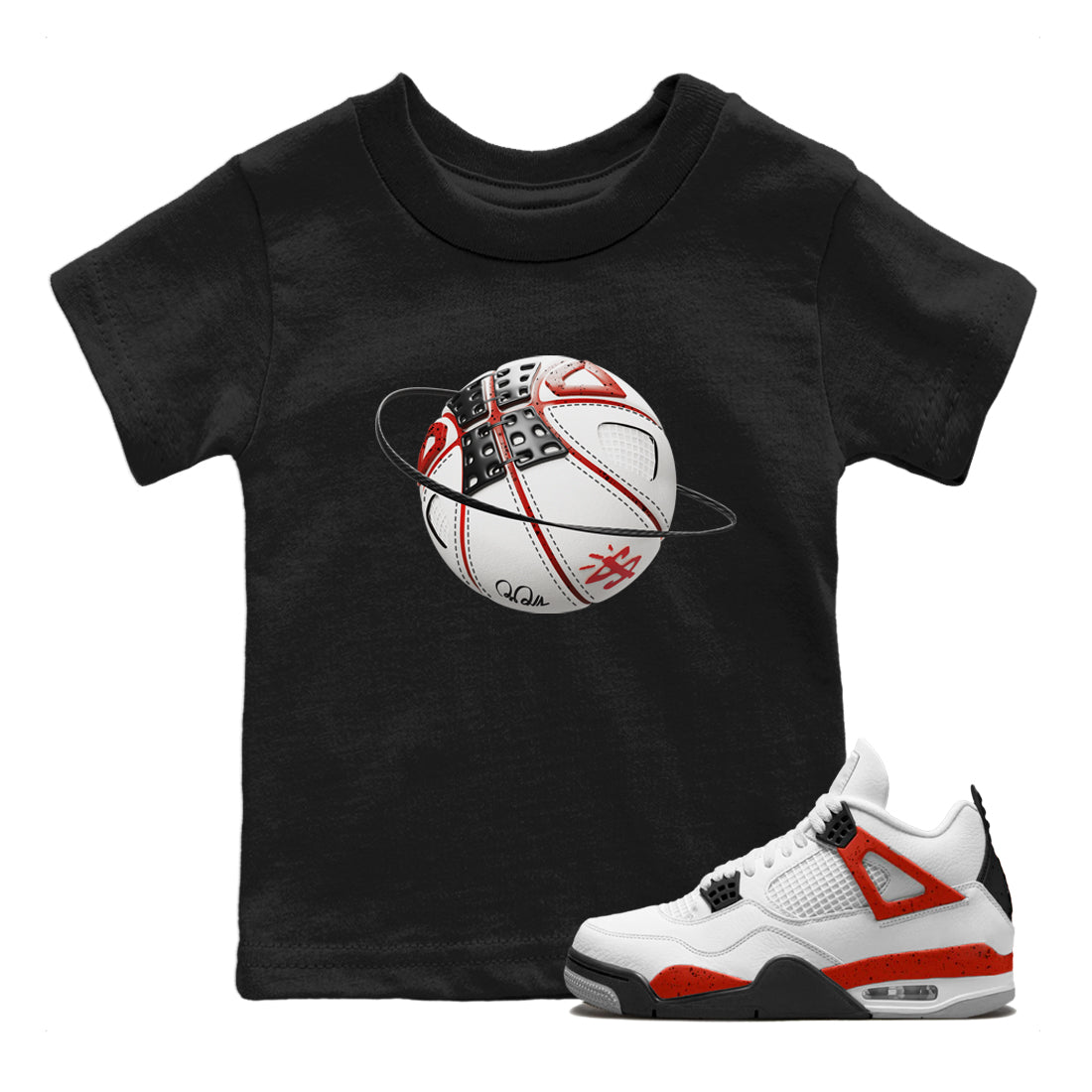 SNRT Sneaker Tee Jordan 4 Red Cement | Basketball Unisex T-Shirt | SNRT Sneaker Release Tees Sweatshirt / Black / S