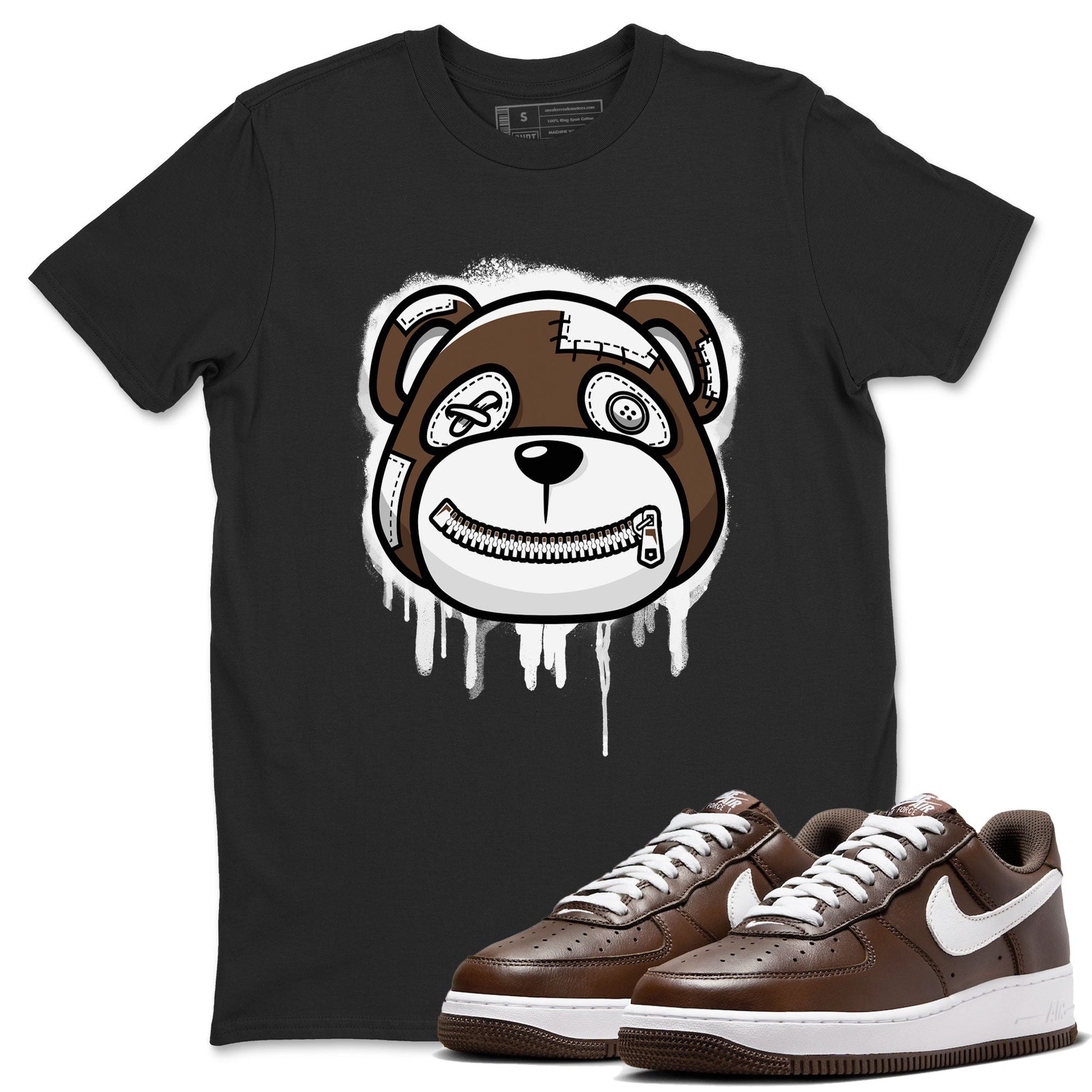 AF1 Chocolate shirt to match jordans Bear Face sneaker tees Air Force 1 Chocolate SNRT Sneaker Release Tees Cotton Sneaker Tee Black 1 T-Shirt