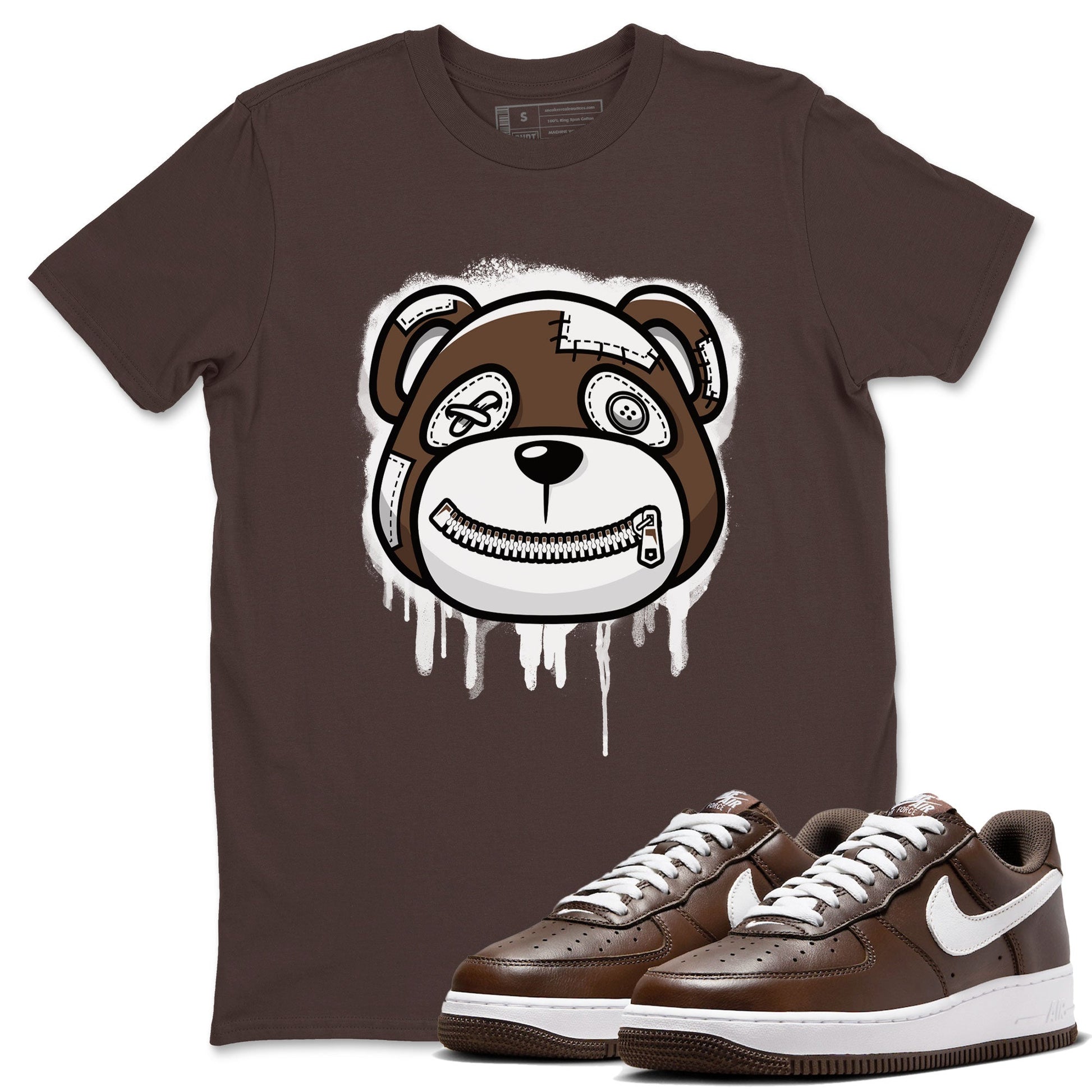 AF1 Chocolate shirt to match jordans Bear Face sneaker tees Air Force 1 Chocolate SNRT Sneaker Release Tees Cotton Sneaker Tee Dark Chocolate 1 T-Shirt