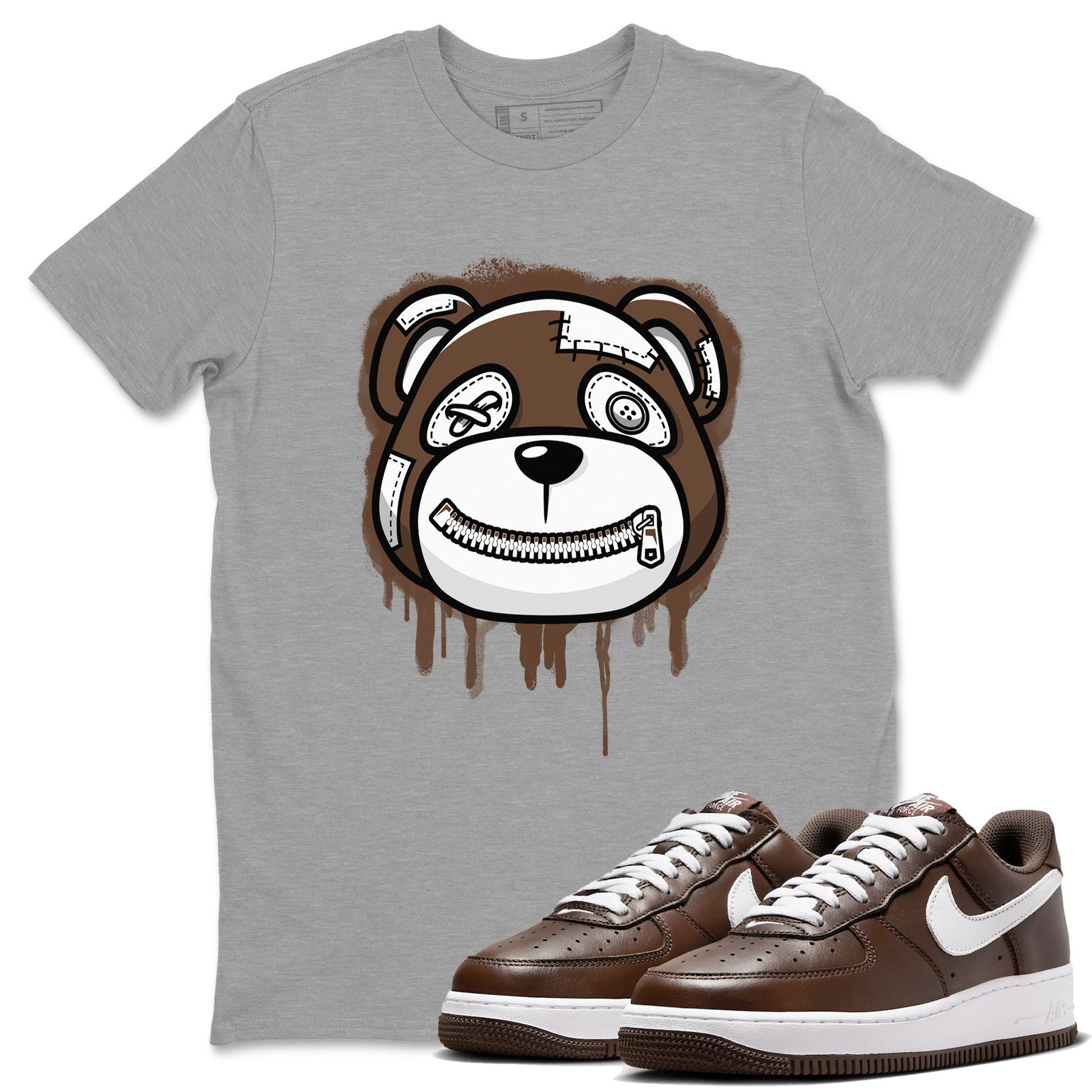 AF1 Chocolate shirt to match jordans Bear Face sneaker tees Air Force 1 Chocolate SNRT Sneaker Release Tees Cotton Sneaker Tee Heather Grey 1 T-Shirt