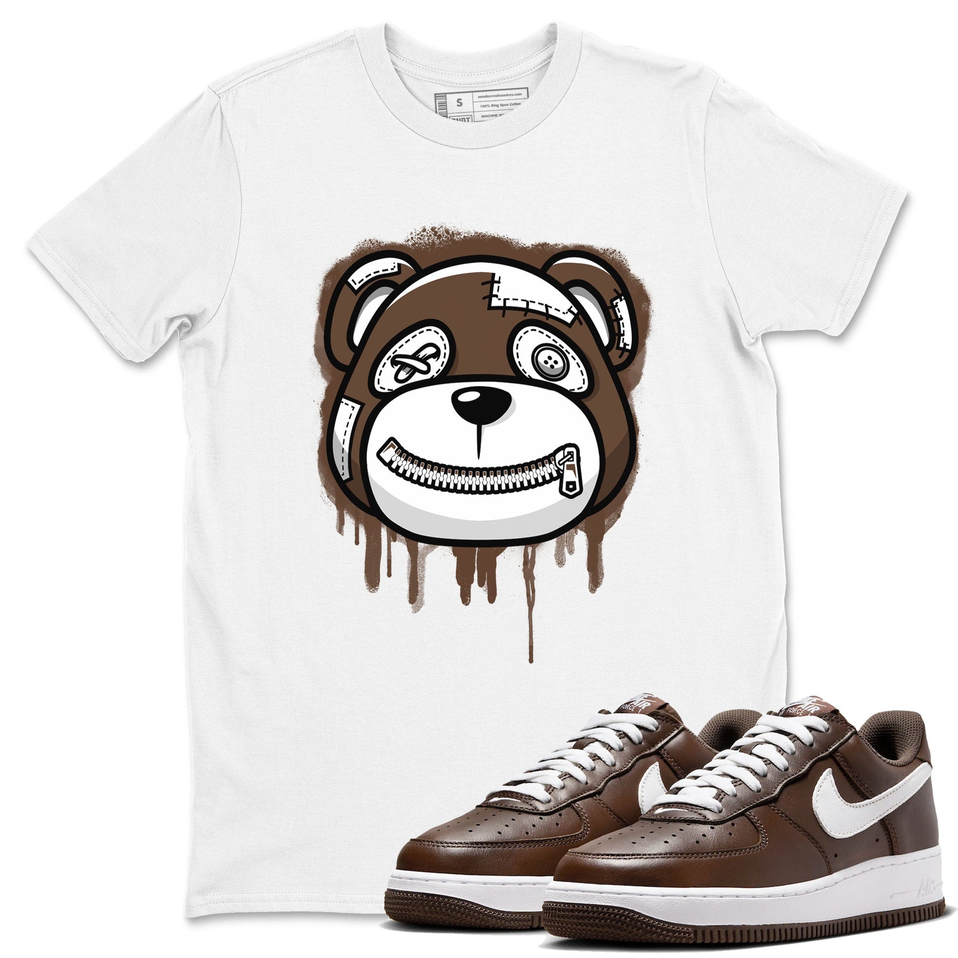 AF1 Chocolate shirt to match jordans Bear Face sneaker tees Air Force 1 Chocolate SNRT Sneaker Release Tees Cotton Sneaker Tee White 1 T-Shirt
