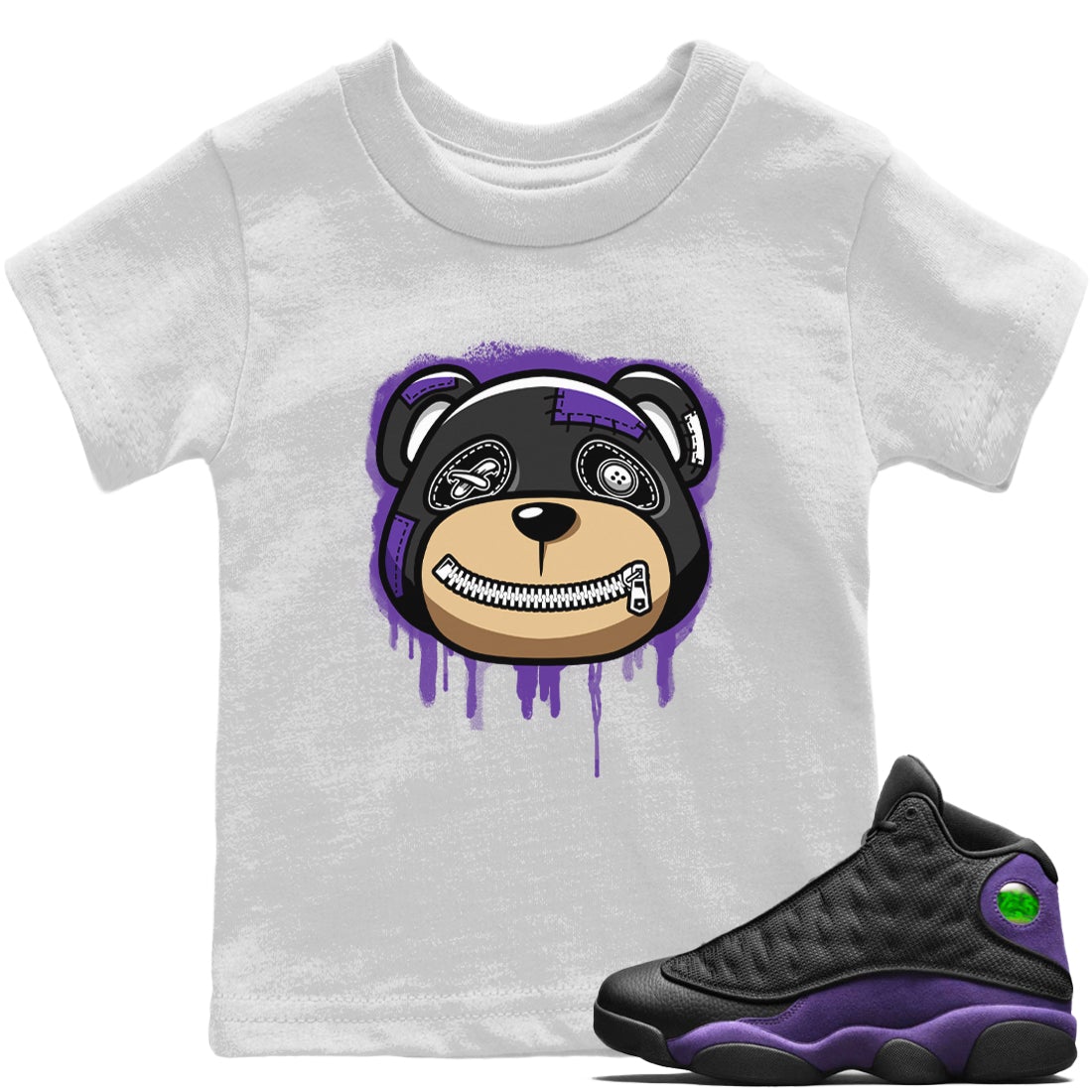 Jordan 13 Court Purple Sneaker Match Tees Bear Face Sneaker Tees Jordan 13 Court Purple Sneaker Release Tees Kids Shirts