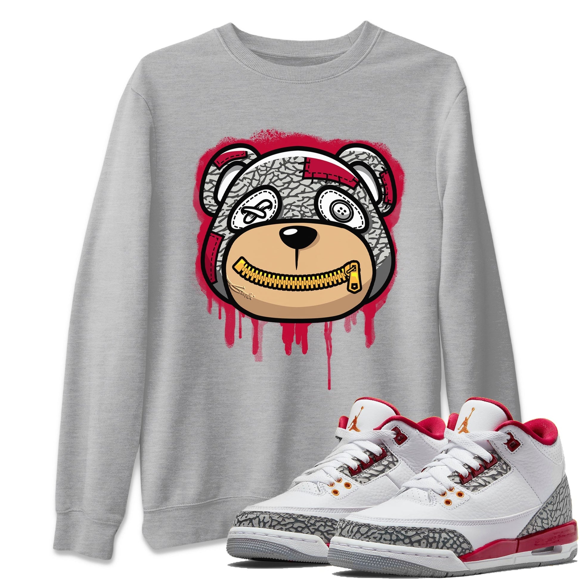 Jordan 3 Cardinal Sneaker Match Tees Bear Face Sneaker Tees Jordan 3 Cardinal Sneaker Release Tees Unisex Shirts