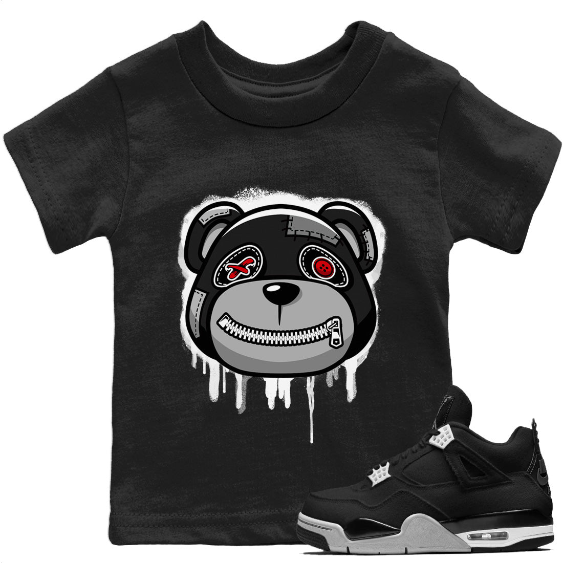 Jordan 4 Black Canvas Sneaker Match Tees Bear Face Sneaker Tees Jordan 4 Black Canvas Sneaker Release Tees Kids Shirts