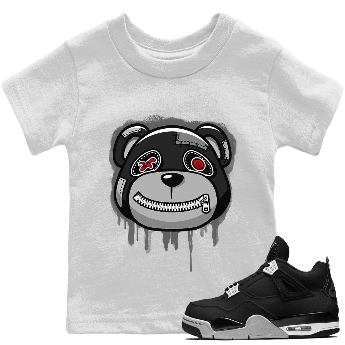 Jordan 4 Black Canvas Sneaker Match Tees Bear Face Sneaker Tees Jordan 4 Black Canvas Sneaker Release Tees Kids Shirts