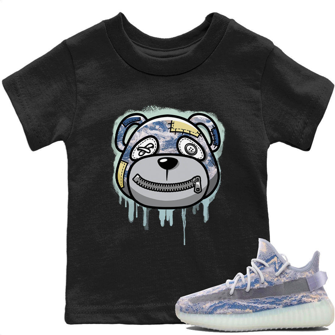 Yeezy 350 MX Blue Sneaker Match Tees Bear Face Sneaker Tees Yeezy 350 MX Blue Sneaker Release Tees Kids Shirts
