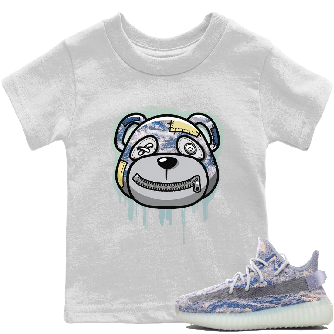 Yeezy 350 MX Blue Sneaker Match Tees Bear Face Sneaker Tees Yeezy 350 MX Blue Sneaker Release Tees Kids Shirts
