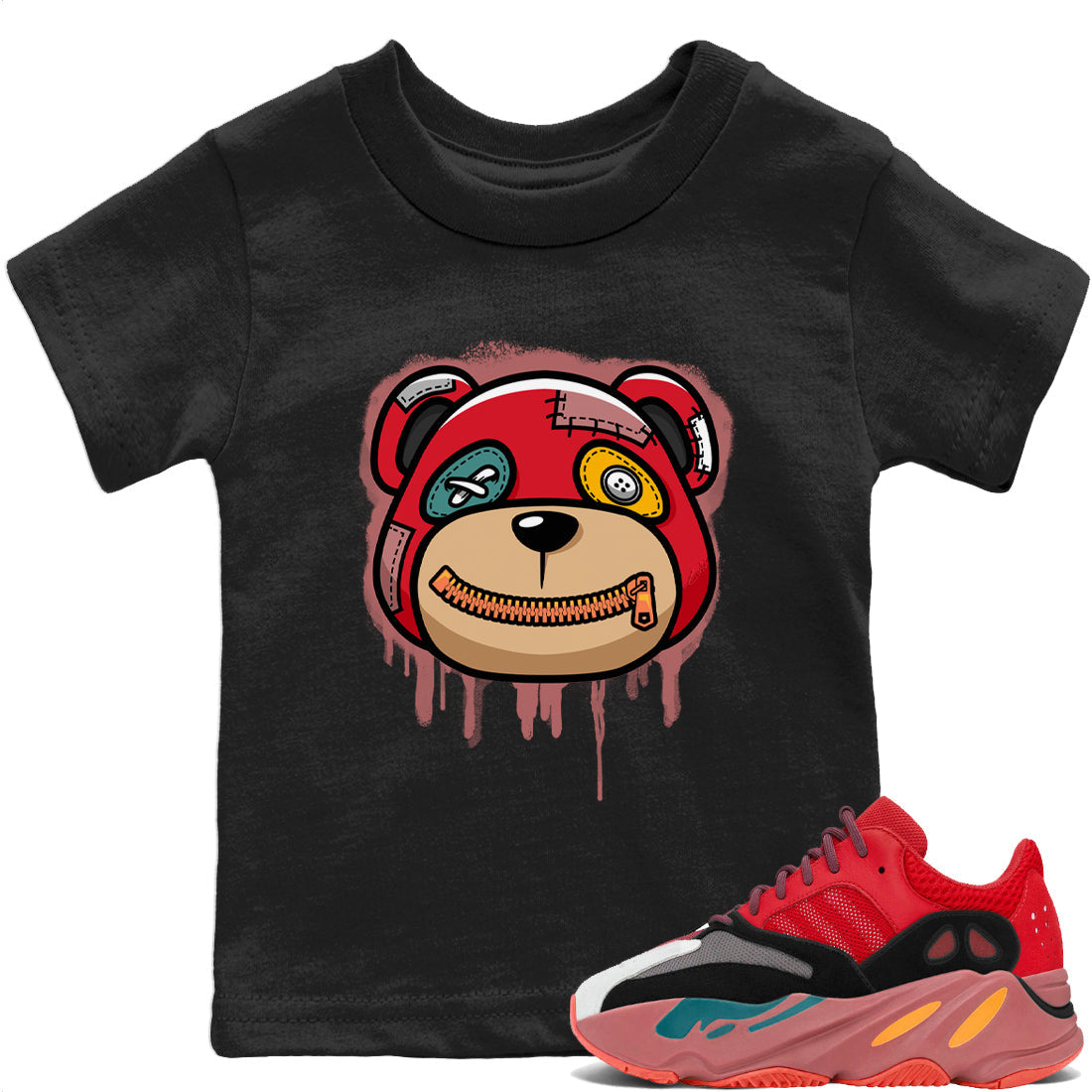 Yeezy 700 Hi-Res Red Sneaker Match Tees Bear Face Sneaker Tees Yeezy 700 Hi-Res Red Sneaker Release Tees Kids Shirts
