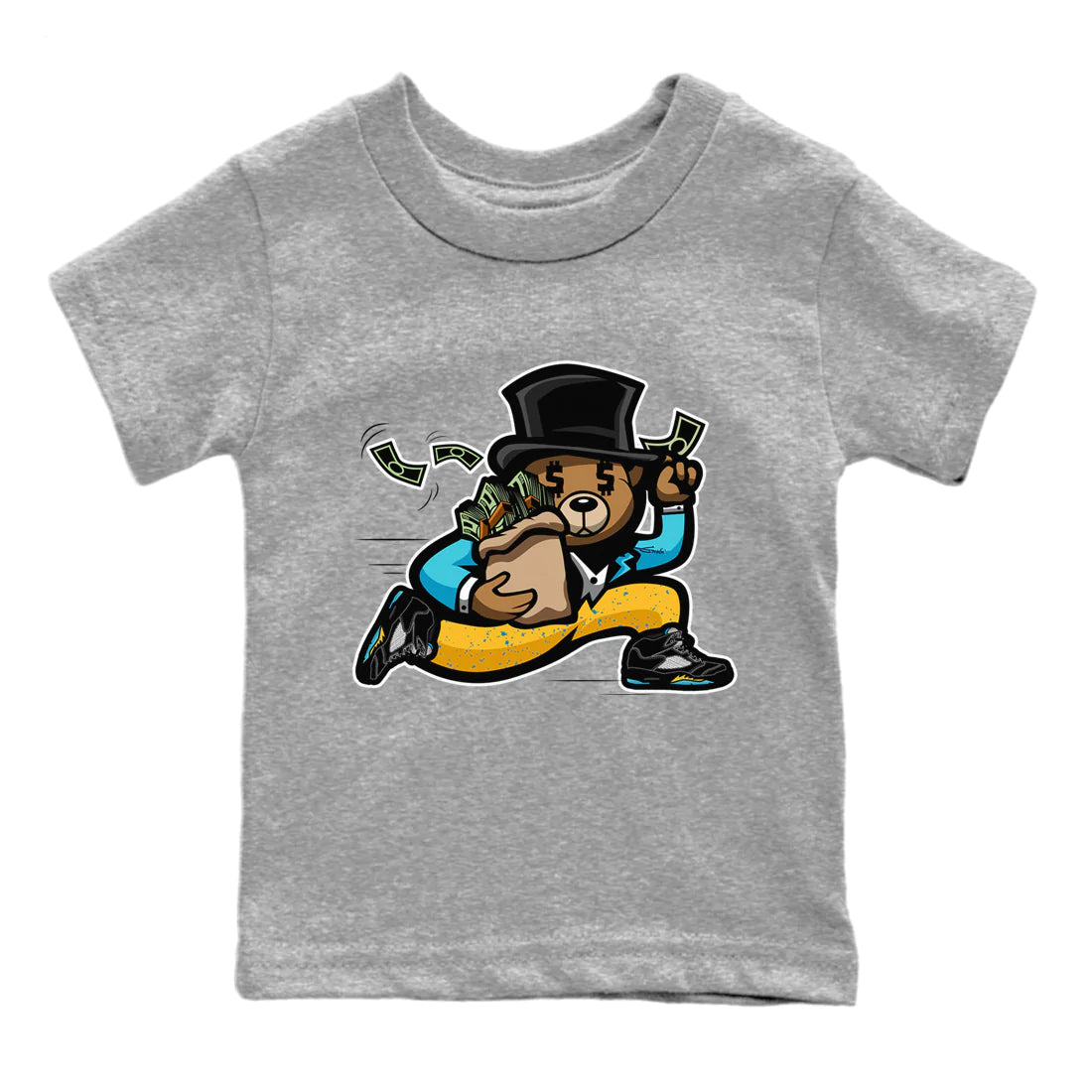 Jordan 5 Aqua Sneaker Match Tees Bear Steals Sneaker Tees Jordan 5 Aqua Sneaker Release Tees Kids Shirts