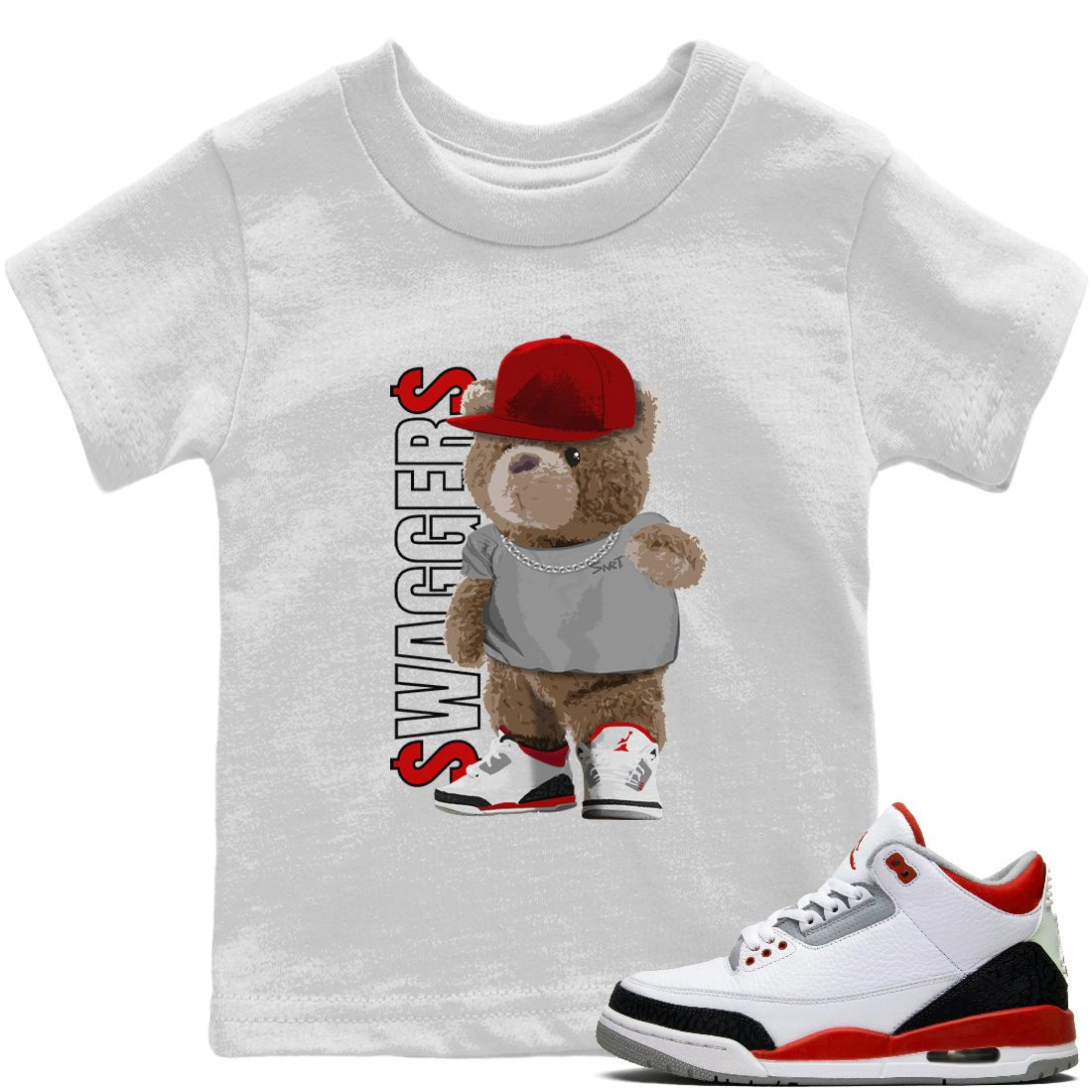 Jordan 3 Fire Red Sneaker Match Tees Bear Swaggers Sneaker Tees Jordan 3 Fire Red Sneaker Release Tees Kids Shirts
