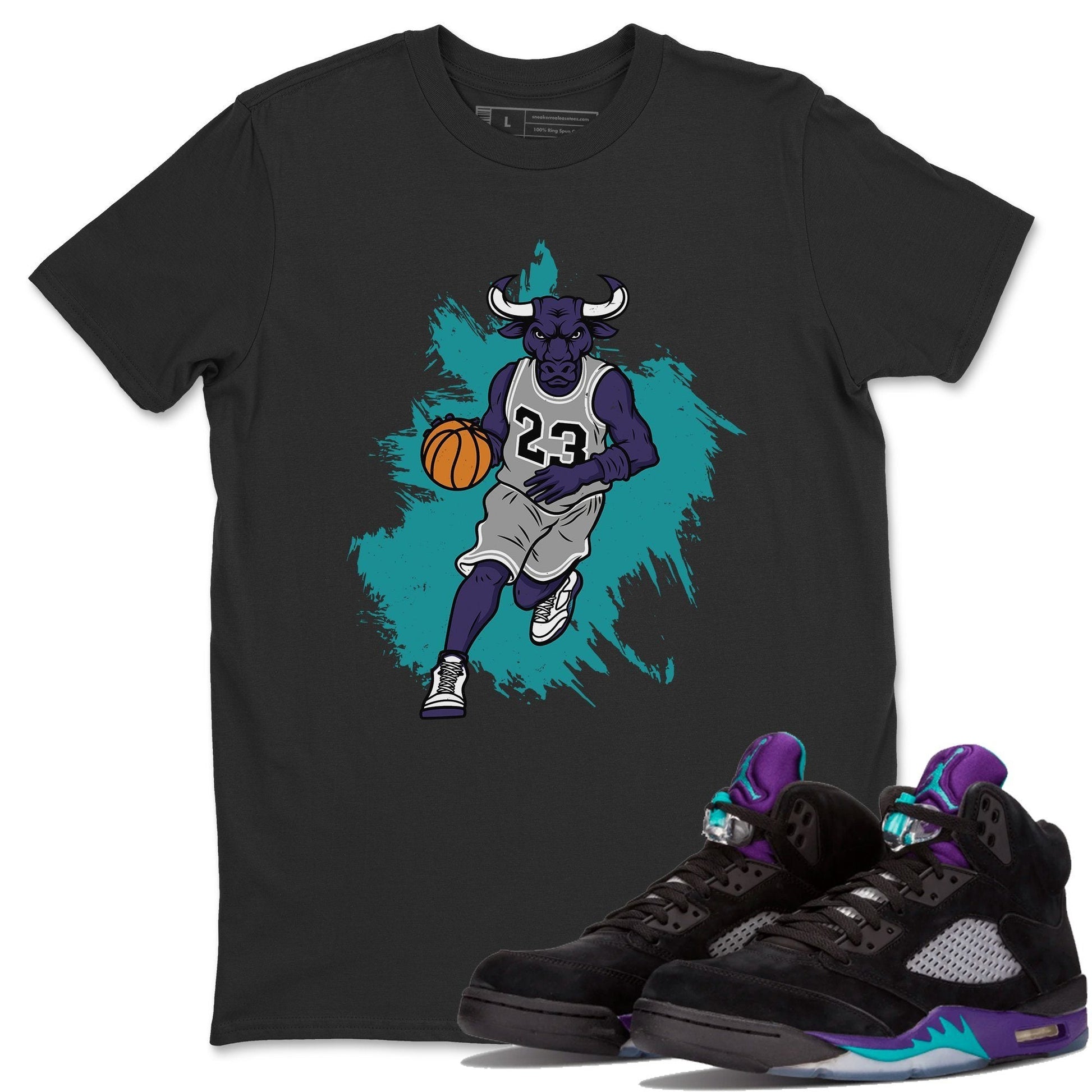 Jordan 5 Black Grape Sneaker Match Tees Bull Figure Sneaker Tees Jordan 5 Black Grape Sneaker Release Tees Unisex Shirts