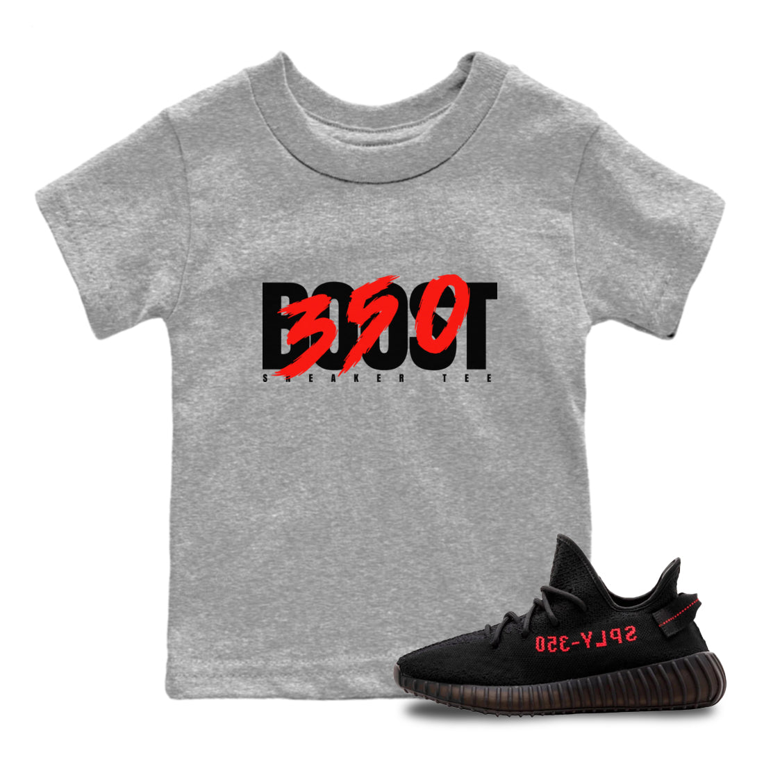 Yeezy 350 Bred shirt to match jordans Boost 350 sneaker tees Adidas Yeezy Boost V2 350 Bred SNRT Sneaker Release Tees Baby Toddler Heather Grey 1 T-Shirt
