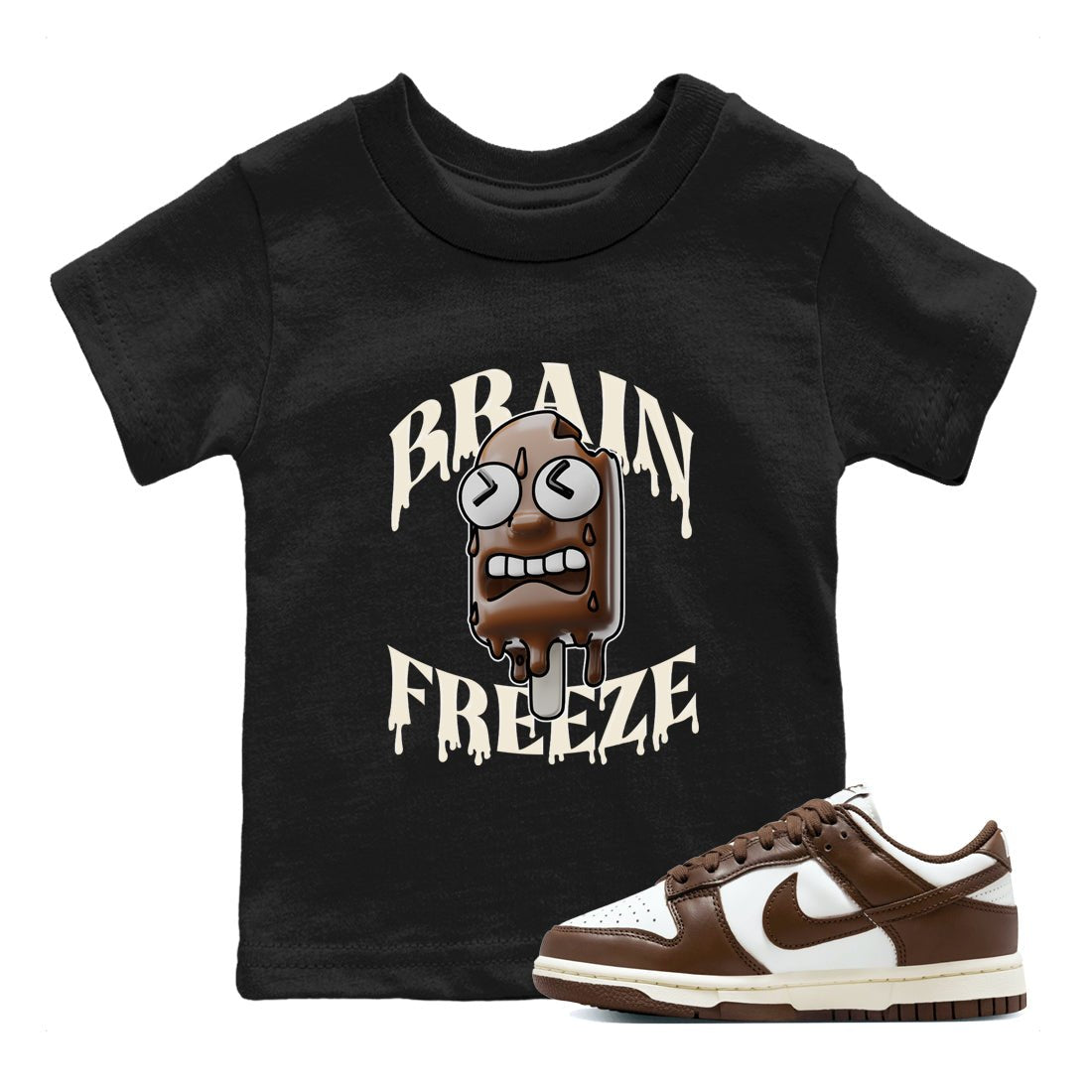 Dunk Cacao Wow shirt to match jordans Brain Freeze sneaker tees Nike Dunk Cacao Wow SNRT Sneaker Release Tees Baby Toddler Black 1 T-Shirt
