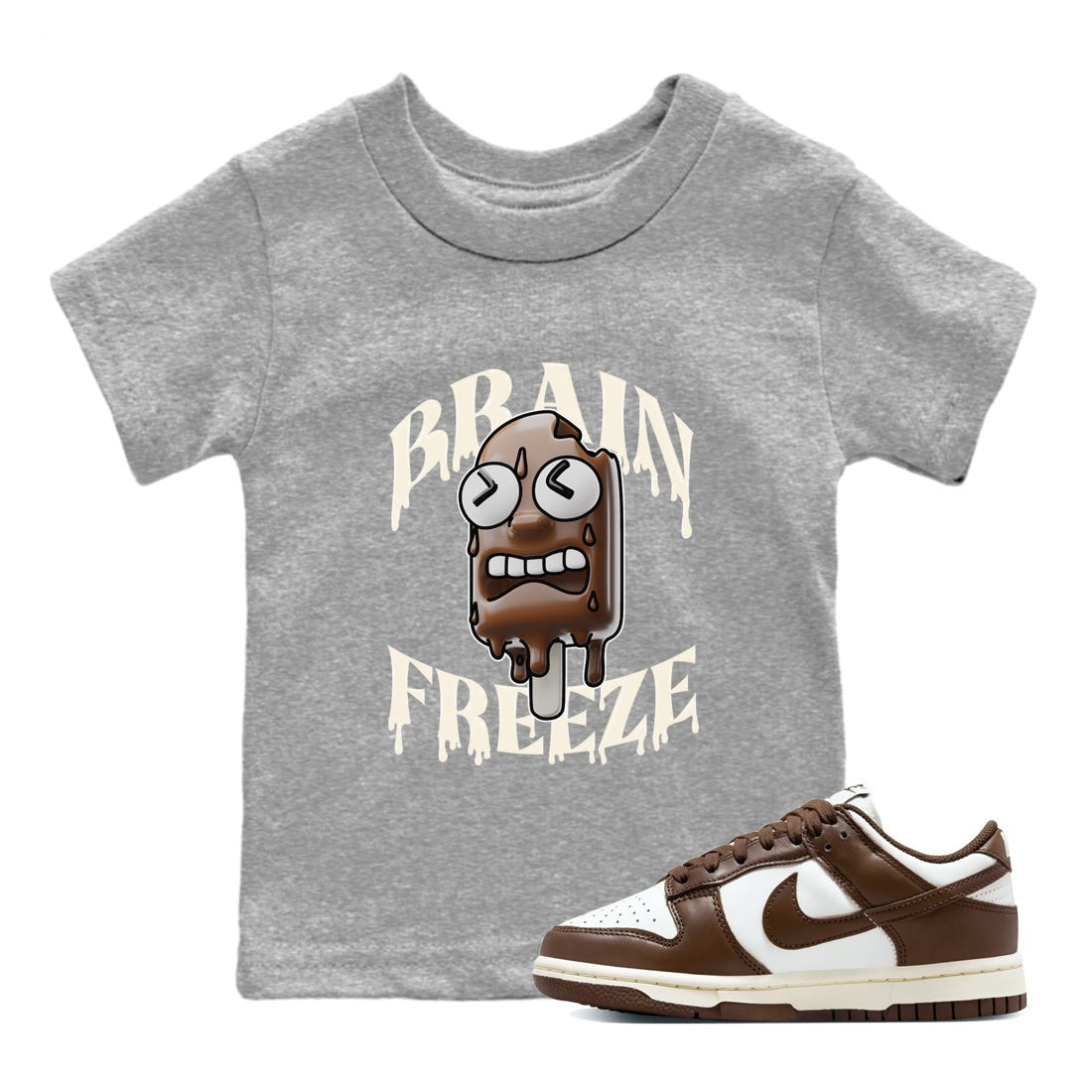 Dunk Cacao Wow shirt to match jordans Brain Freeze sneaker tees Nike Dunk Cacao Wow SNRT Sneaker Release Tees Baby Toddler Heather Grey 1 T-Shirt