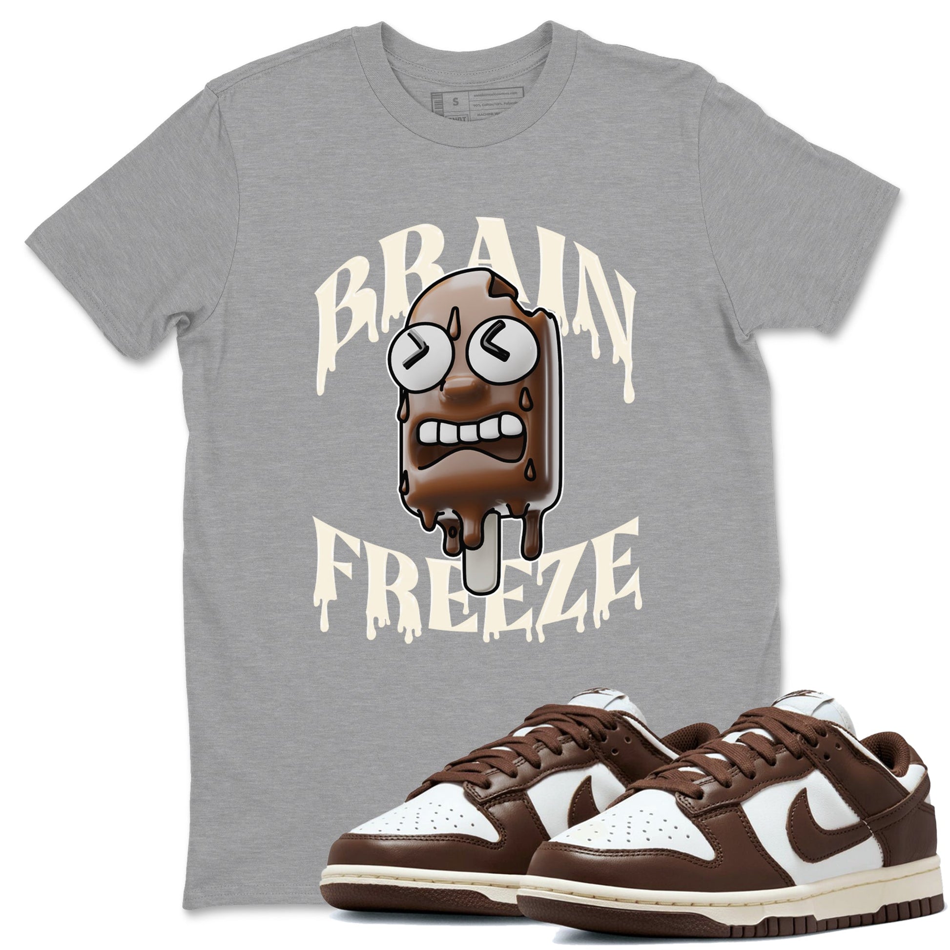 Dunk Cacao Wow shirt to match jordans Brain Freeze sneaker tees Nike Dunk Cacao Wow SNRT Sneaker Release Tees Unisex Heather Grey 1 T-Shirt