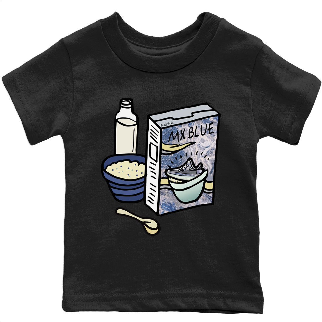 Yeezy 350 MX Blue Sneaker Match Tees Breakfast Cereal Sneaker Tees Yeezy 350 MX Blue Sneaker Release Tees Kids Shirts