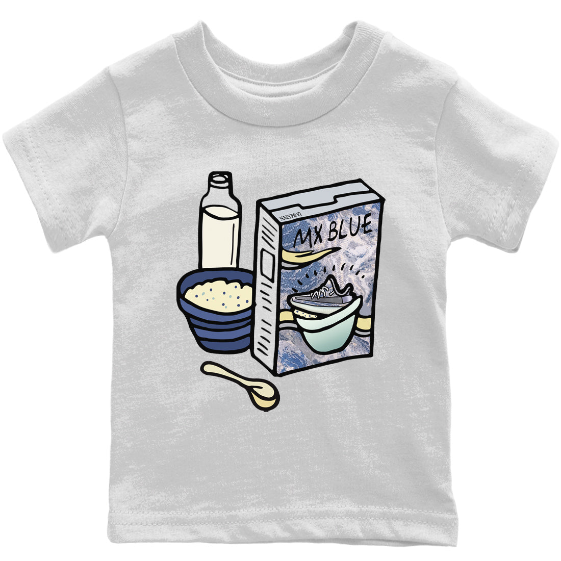 Yeezy 350 MX Blue Sneaker Match Tees Breakfast Cereal Sneaker Tees Yeezy 350 MX Blue Sneaker Release Tees Kids Shirts
