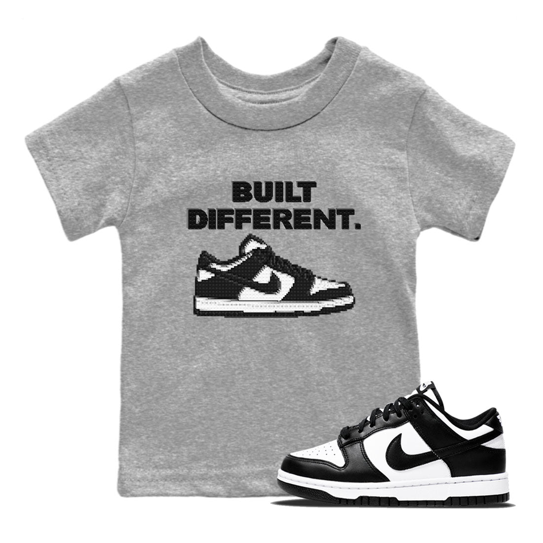 Dunk Low Panda Dunks Black White shirt to match jordans Built Different sneaker tees Dunk Panda SNRT Sneaker Tees Sneaker Matching Cotton Shirt baby toddler Heather Grey 1 cotton Shirt