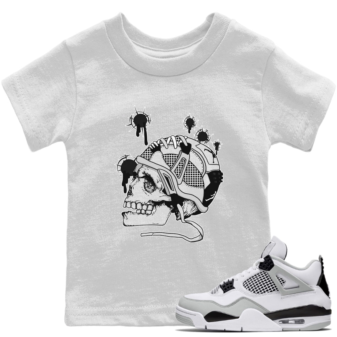 Jordan 4 Military Black Sneaker Match Tees Bullet Holes Sneaker Tees Jordan 4 Military Black Sneaker Release Tees Kids Shirts