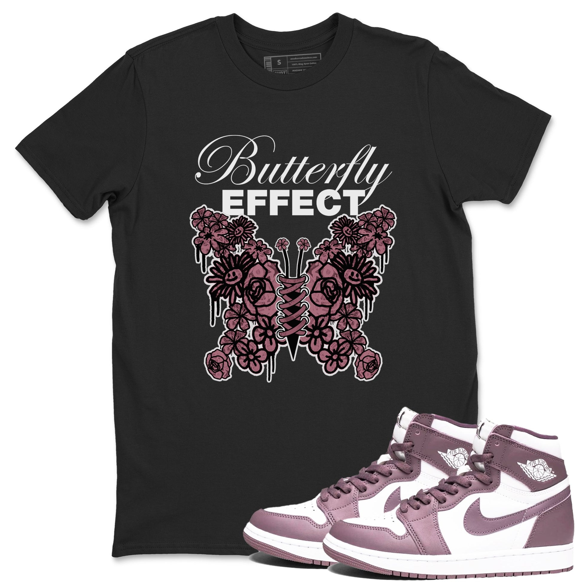 Air Jordan 1 Mauve shirt to match jordans Butterfly Effect sneaker tees AJ1 Mauve SNRT Sneaker Release Tees Unisex Black 1 T-Shirt