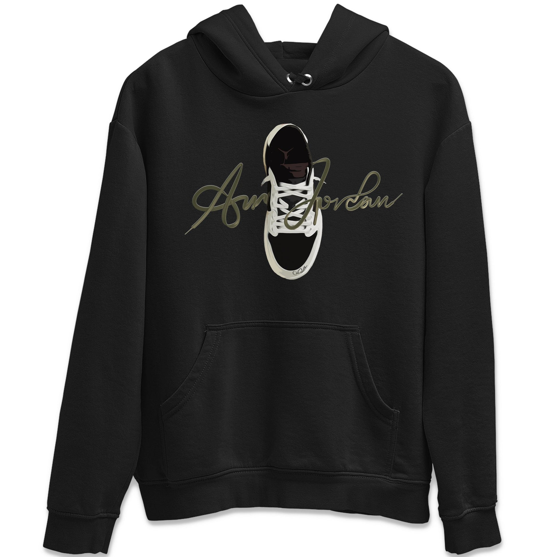 Jordan 1 Travis Scott Olive Sneaker Match Tees Caligraphy Shoe Lace Sneaker Tees Jordan 1 Travis Scott Olive Sneaker Release Tees Unisex Shirts