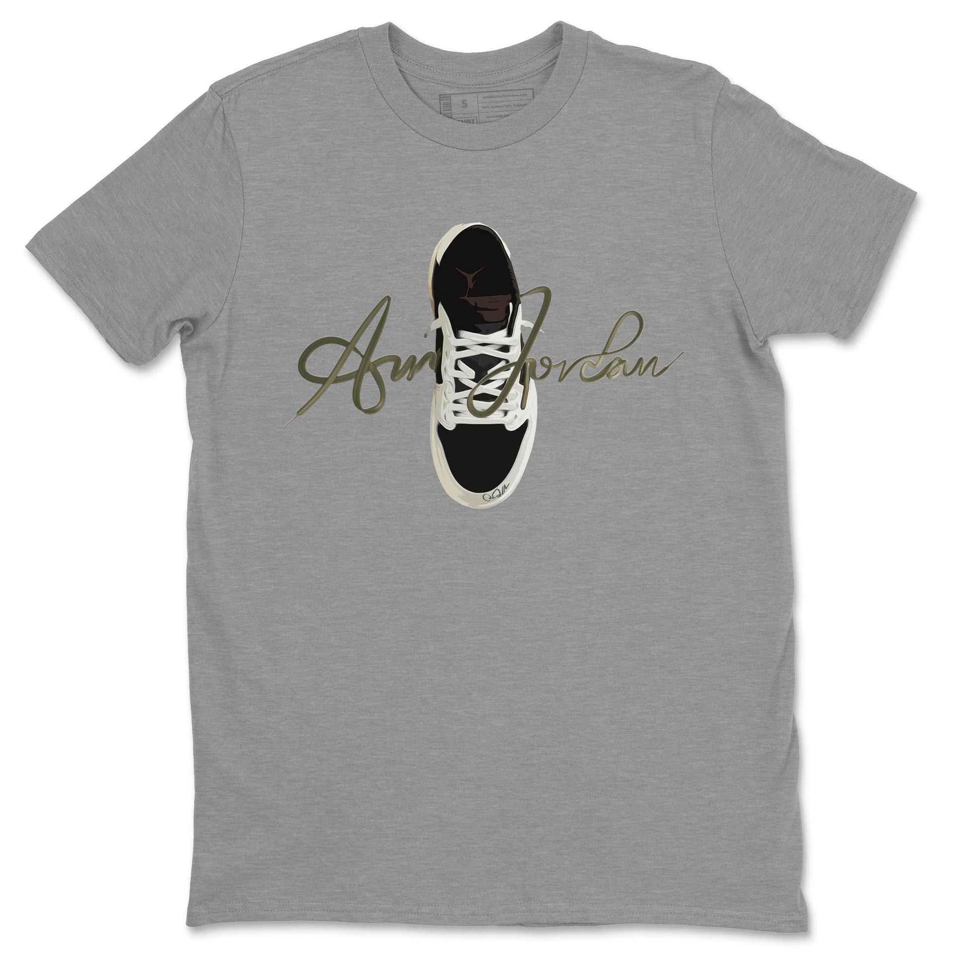 Jordan 1 Travis Scott Olive Sneaker Match Tees Caligraphy Shoe Lace Sneaker Tees Jordan 1 Travis Scott Olive Sneaker Release Tees Unisex Shirts