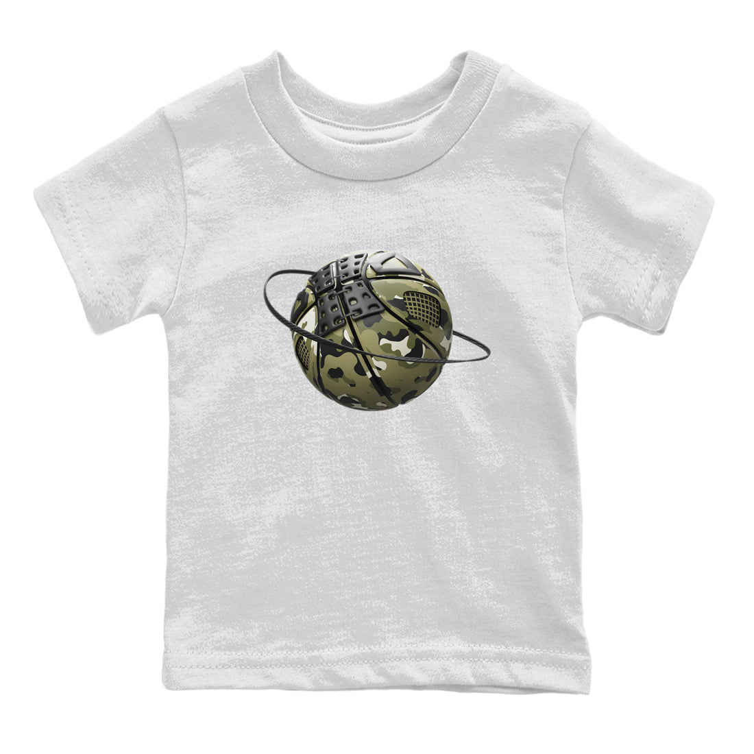 Air Jordan 4 Medium Olive shirt to match jordans Camo Basketball Planet sneaker tees AJ4Medium Olive SNRT Sneaker Release Tees Baby Toddler White 2 T-Shirt