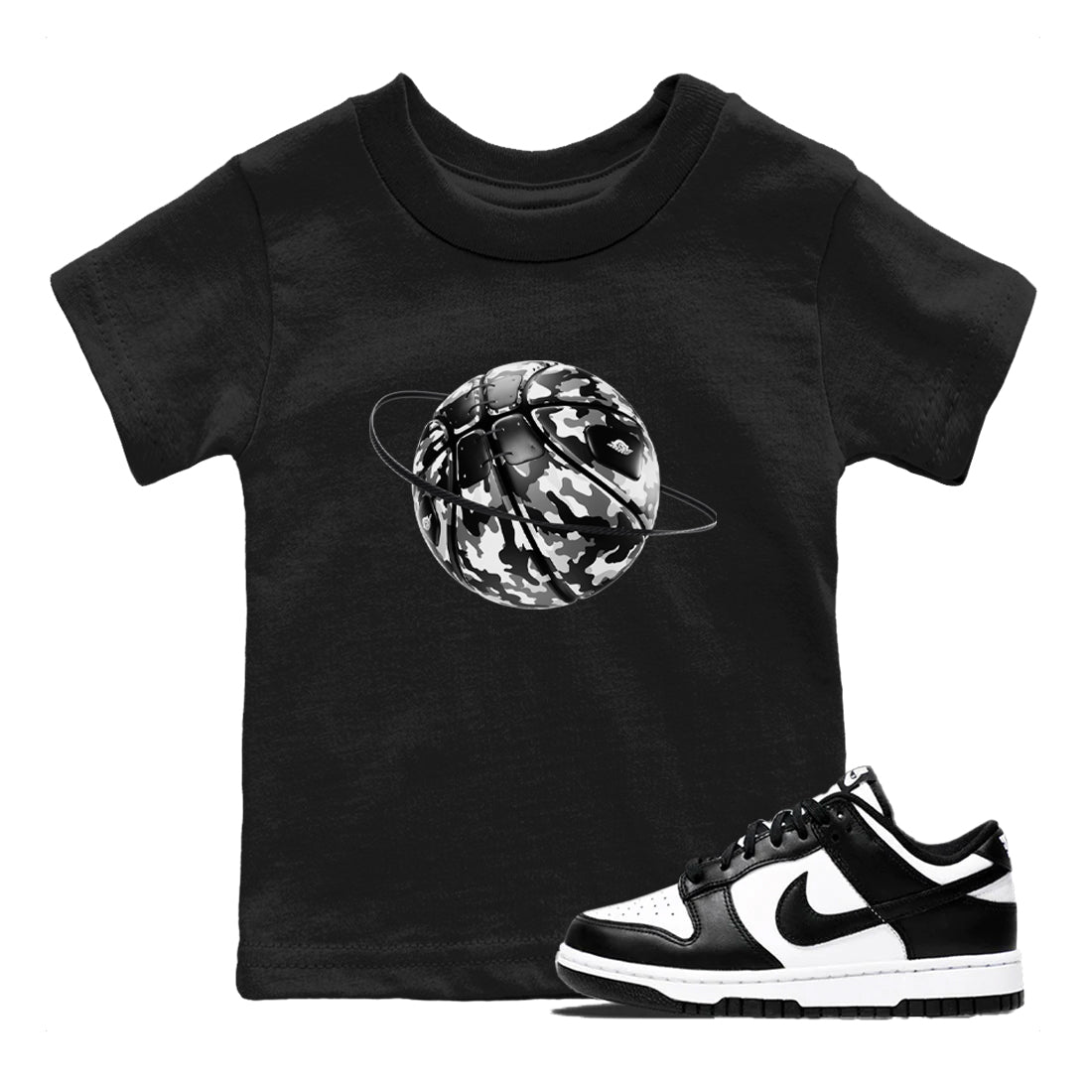 Dunk Panda shirt to match jordans Camo Basketball Planet sneaker tees Dunk Black & White SNRT sneaker release tees baby toddler Black 1 cotton Shirt