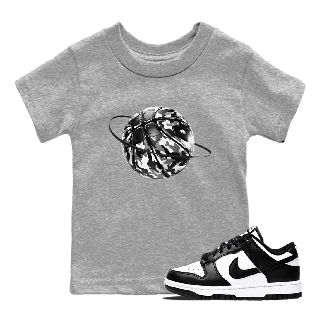Dunk Panda shirt to match jordans Camo Basketball Planet sneaker tees Dunk Black & White SNRT sneaker release tees baby toddler Heather Grey 1 cotton Shirt