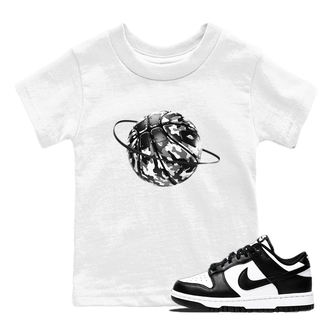 Dunk Panda shirt to match jordans Camo Basketball Planet sneaker tees Dunk Black & White SNRT sneaker release tees baby toddler White 1 cotton Shirt