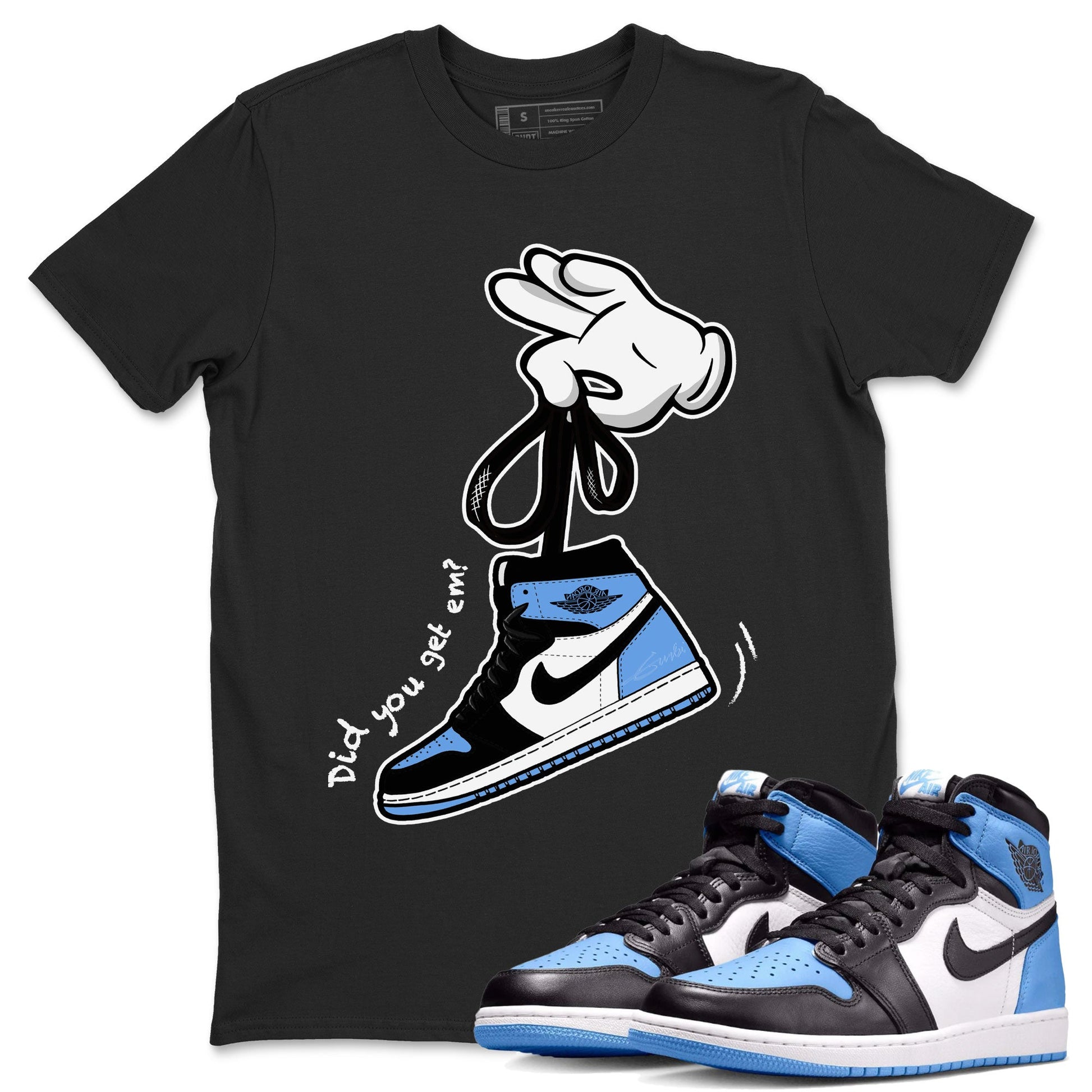 Air Jordan 1 Retro High OG UNC Toe shirt to match jordans Cartoon Hands sneaker tees UNC Toe 1s SNRT Sneaker Release Tees Unisex Black 1 T-Shirt