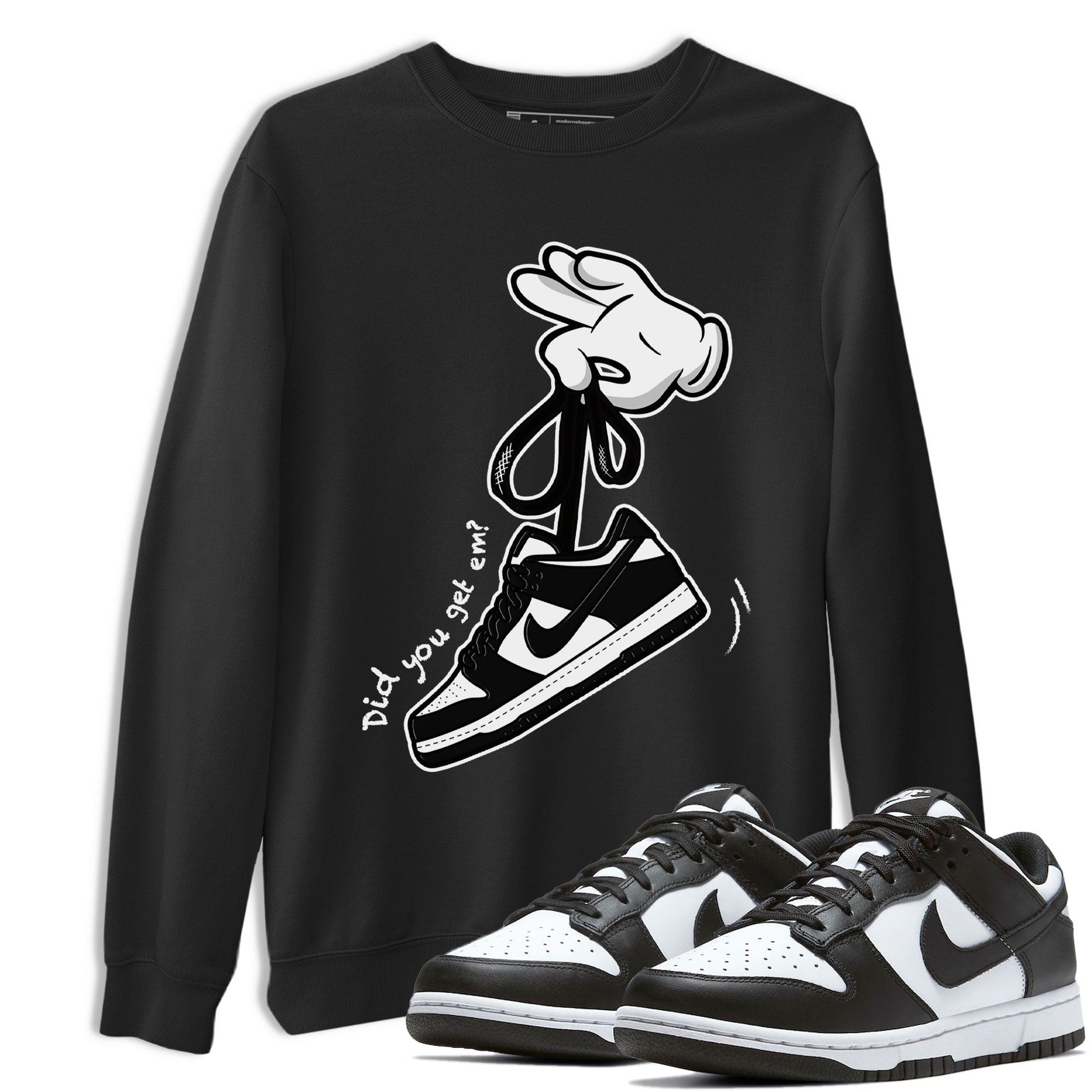 Dunk Black White Panda shirt to match jordans Cartoon Hands sneaker tees Dunk Panda SNRT Sneaker Release Tees Unisex Black 1 T-Shirt