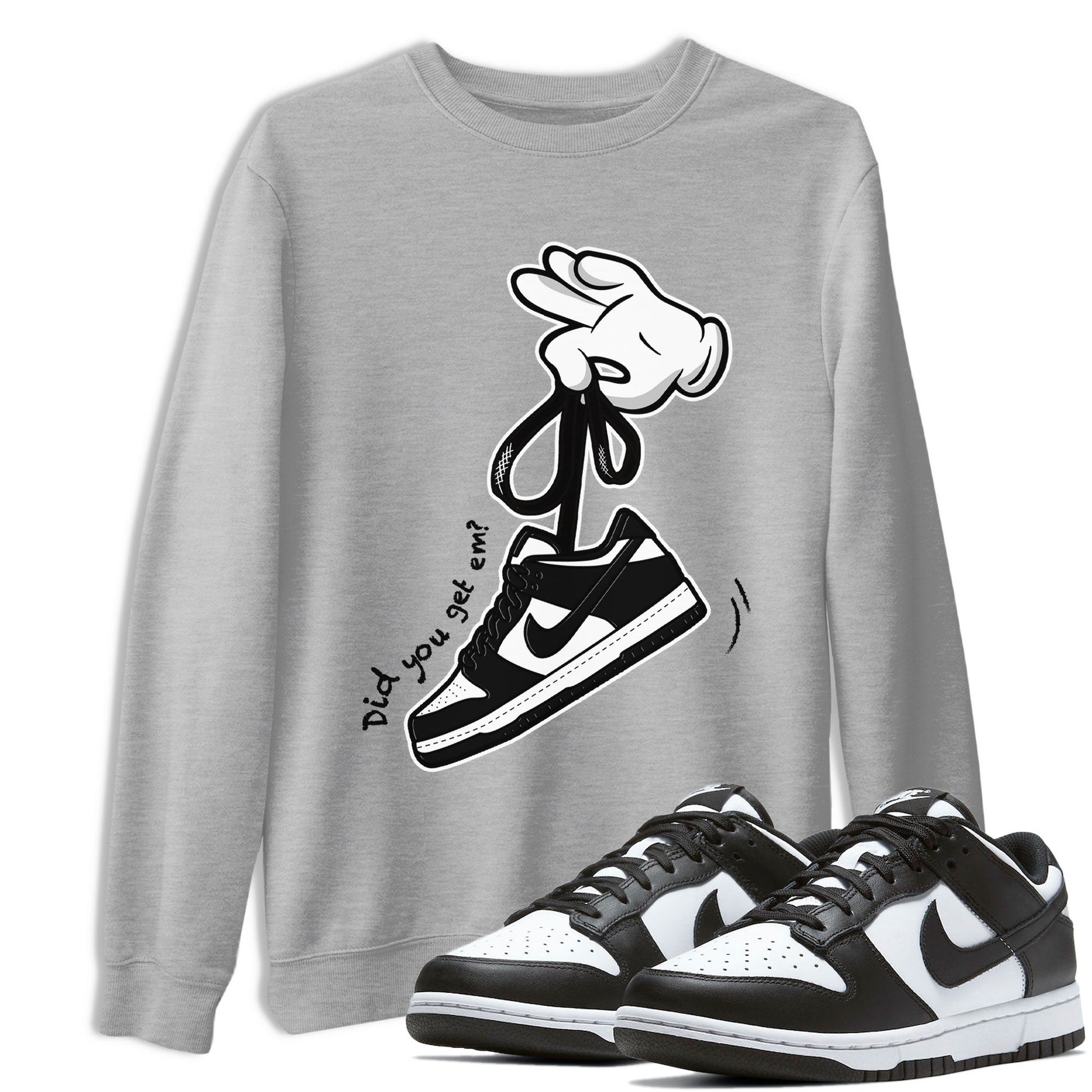 Dunk Black White Panda shirt to match jordans Cartoon Hands sneaker tees Dunk Panda SNRT Sneaker Release Tees Unisex Heather Grey 1 T-Shirt