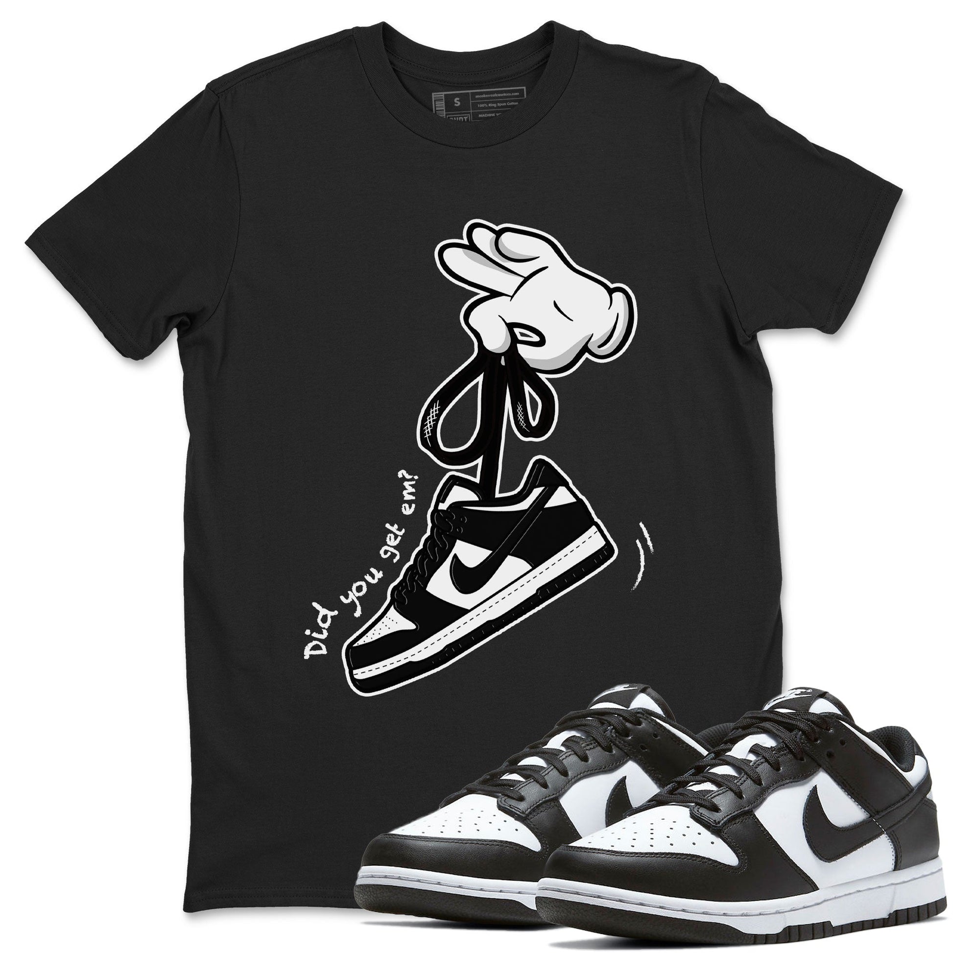 Dunk Black White Panda shirt to match jordans Cartoon Hands sneaker tees Dunk Panda SNRT Sneaker Release Tees Unisex Black 1 T-Shirt