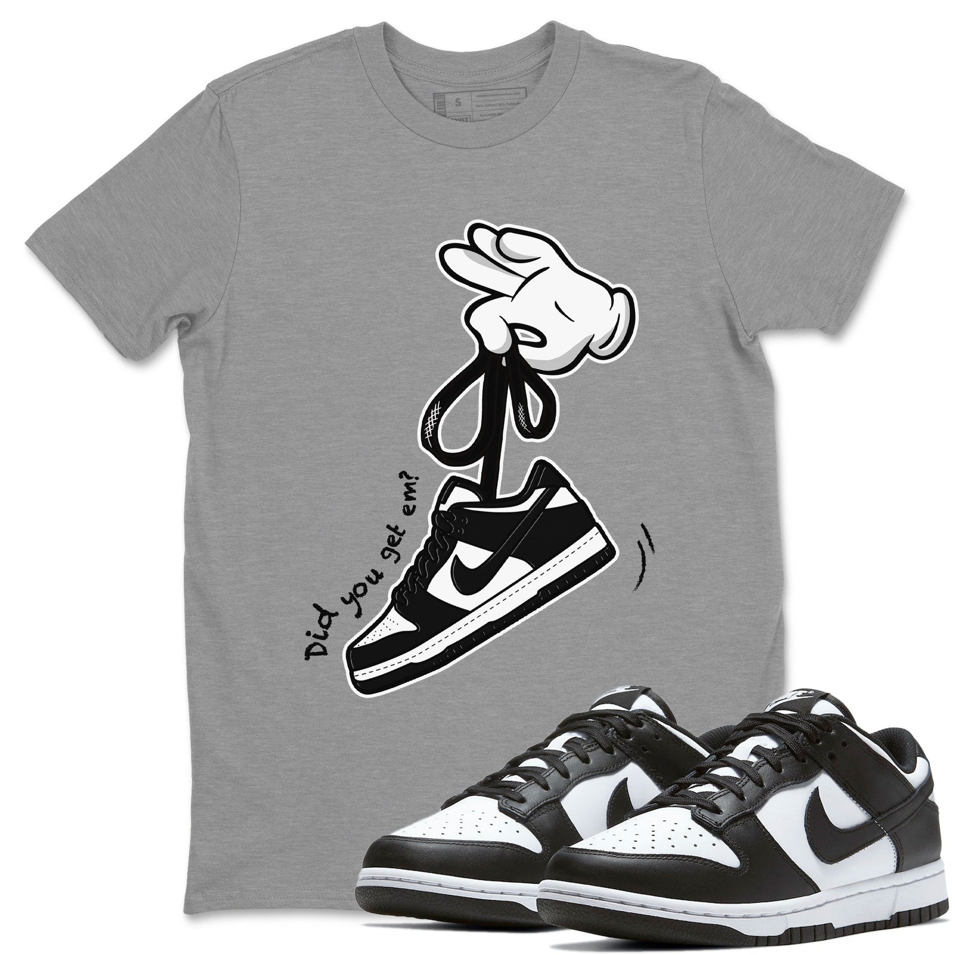 Dunk Black White Panda shirt to match jordans Cartoon Hands sneaker tees Dunk Panda SNRT Sneaker Release Tees Unisex Heather Grey 1 T-Shirt