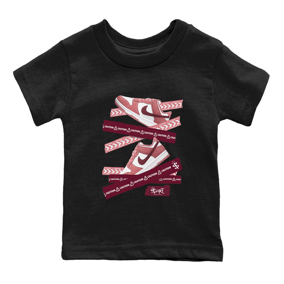 Dunk Valentine's Day shirt to match jordans Caution Tape sneaker tees Dunks Valentine's Day SNRT sneaker release tees baby toddler Black 2 cotton Shirt